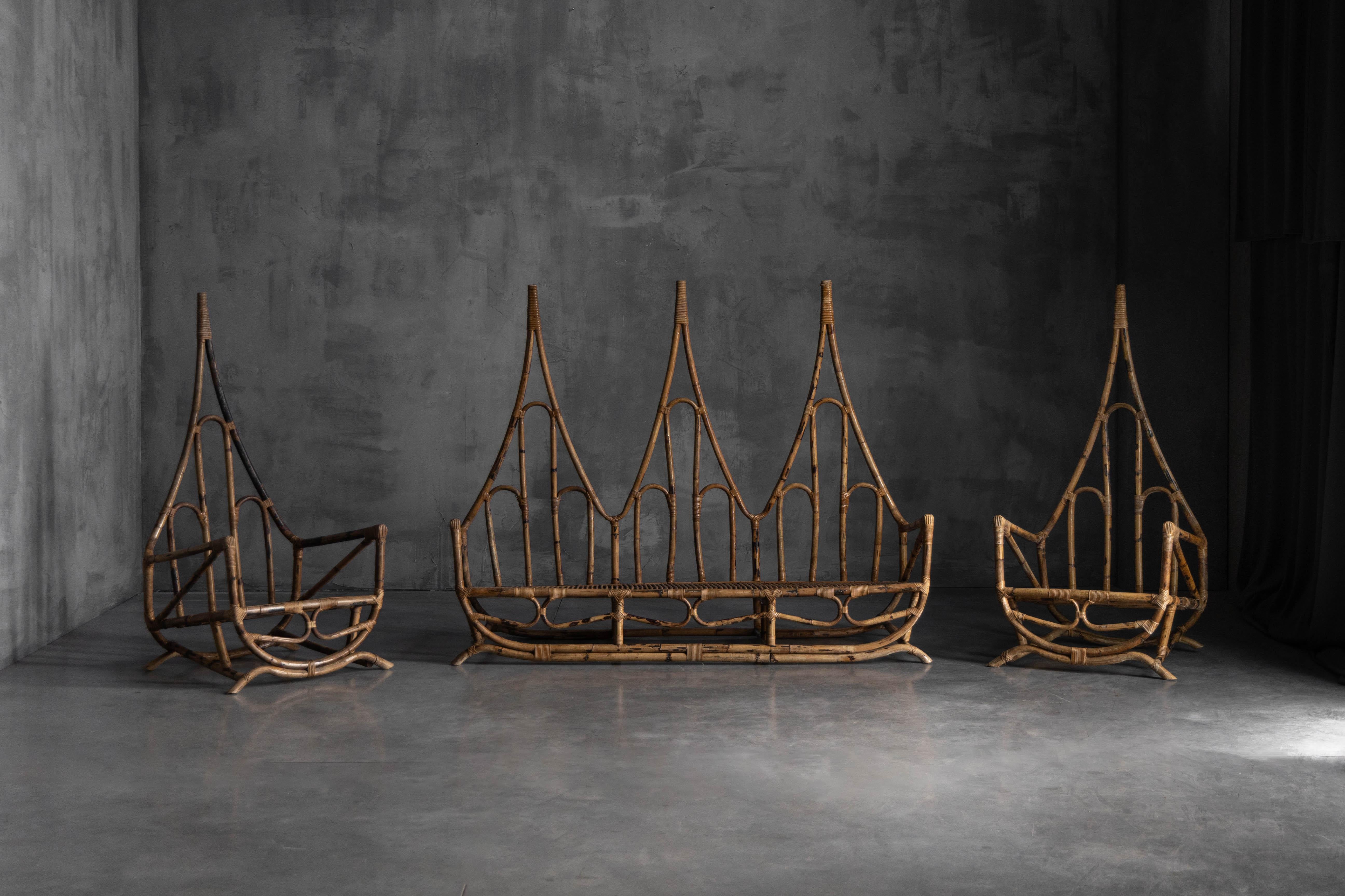 Sculptural Bamboo Bench, Italy, 1960s For Sale 2