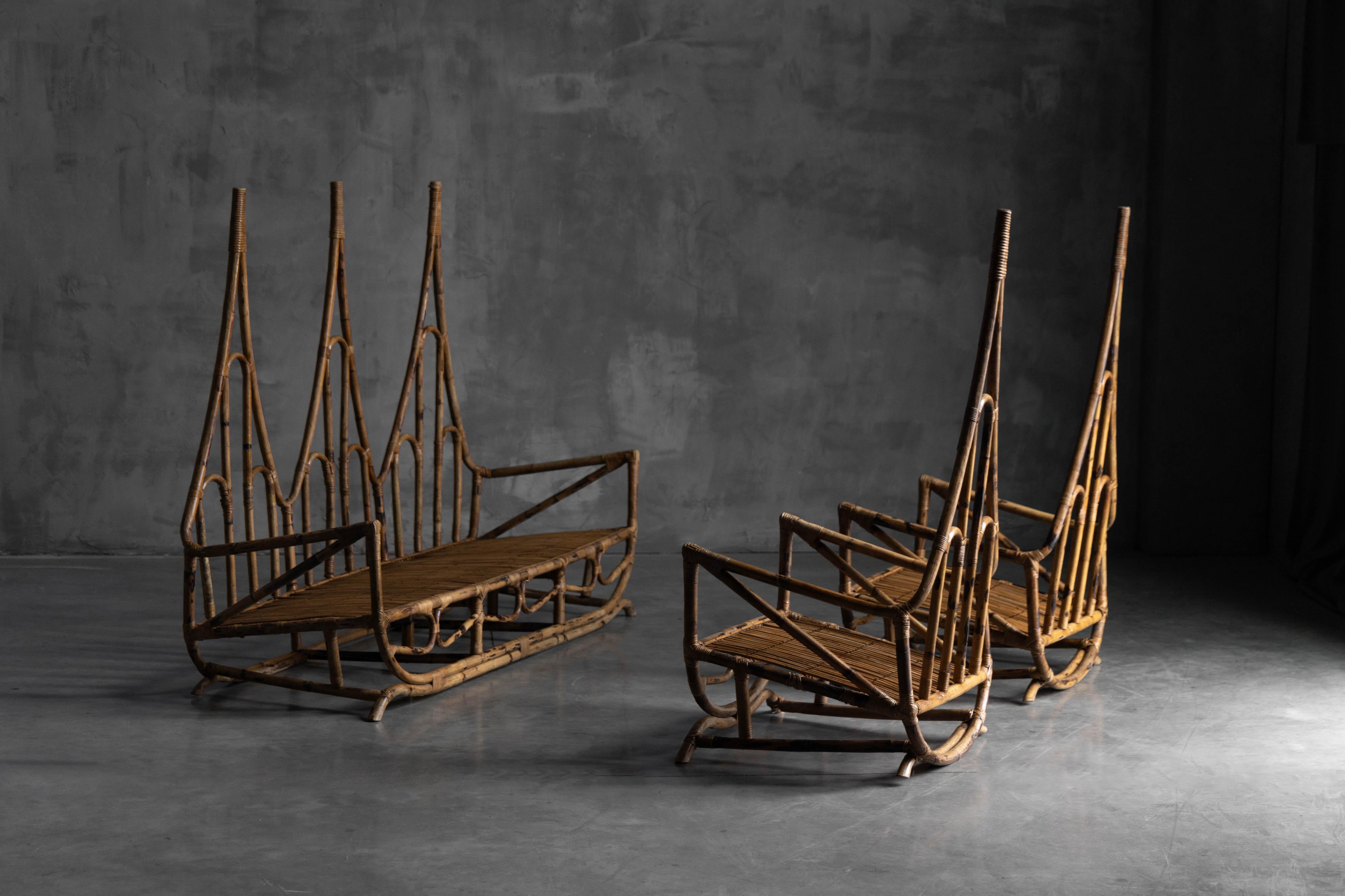 Sculptural Bamboo Bench, Italy, 1960s For Sale 3