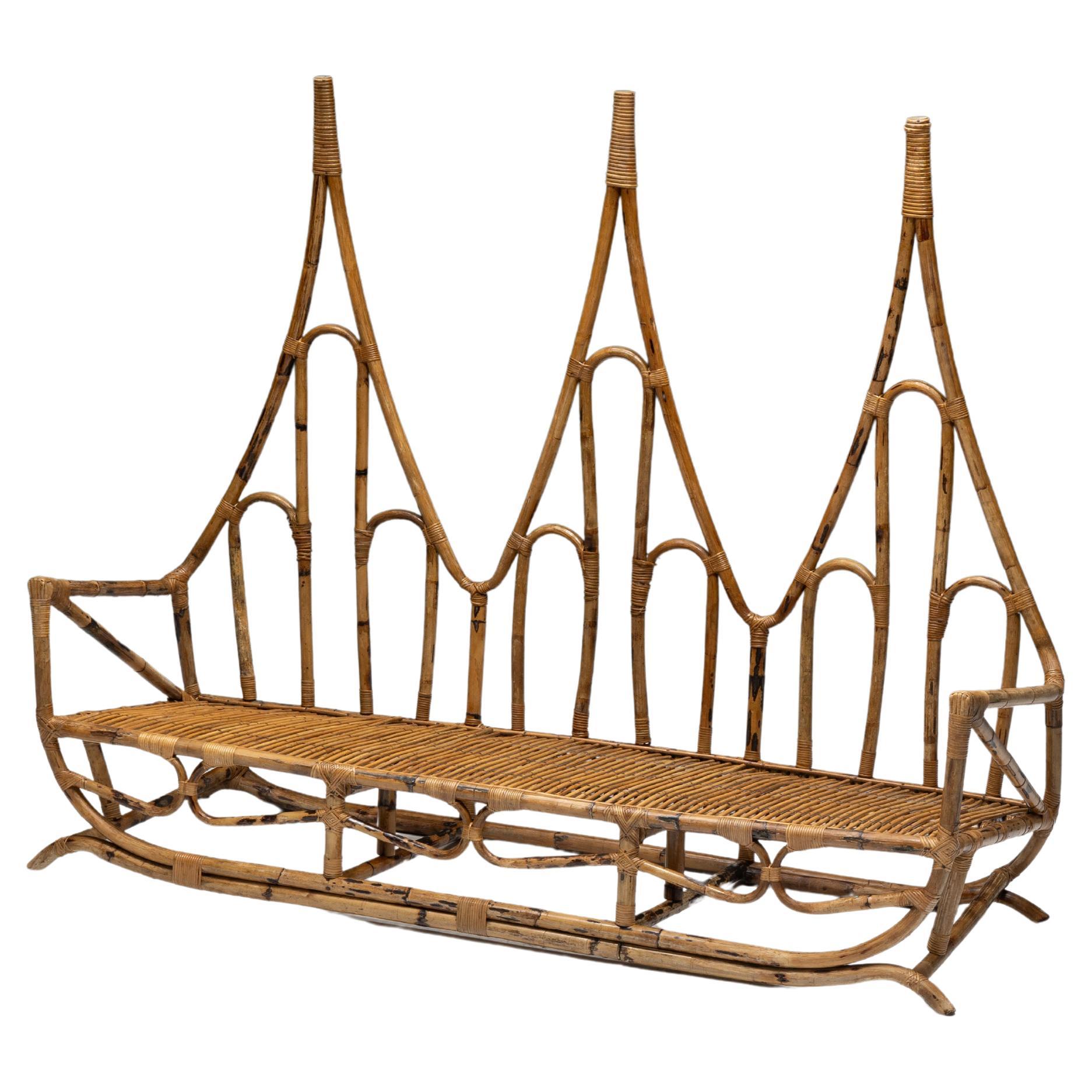 Sculptural Bamboo Bench, Italy, 1960s For Sale
