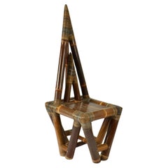 Vintage Sculptural Bamboo Chair 1950’s with Triangular Back