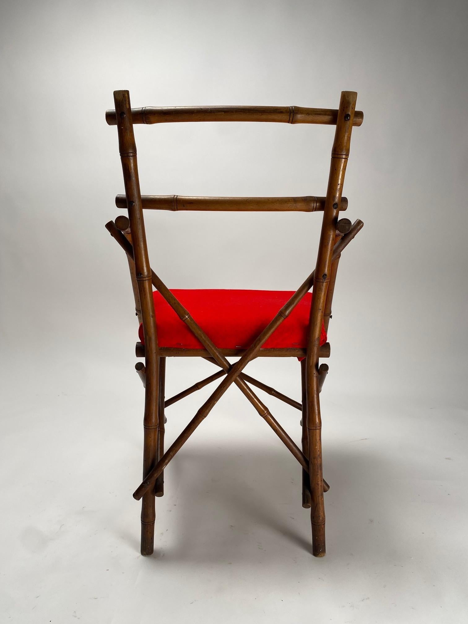 Rare sculptural armchair in wood turned to replicate the shapes of bamboo, made in Italy in the early 1900s.
 It is an extremely unusual chair, curious but very refined, which will furnish your home with elegance