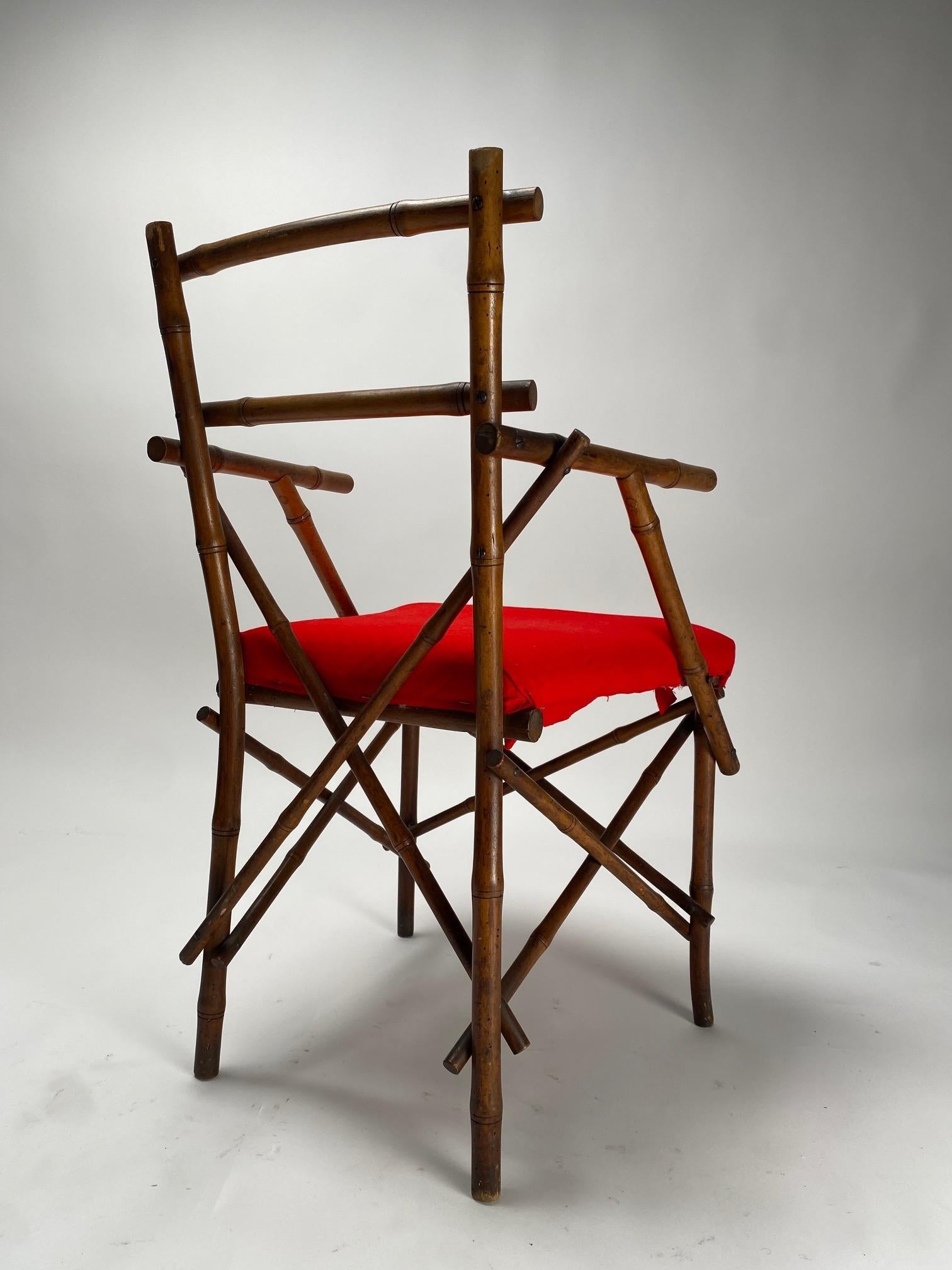 Art Nouveau Sculptural Bamboo Chair, Italy 1900s For Sale