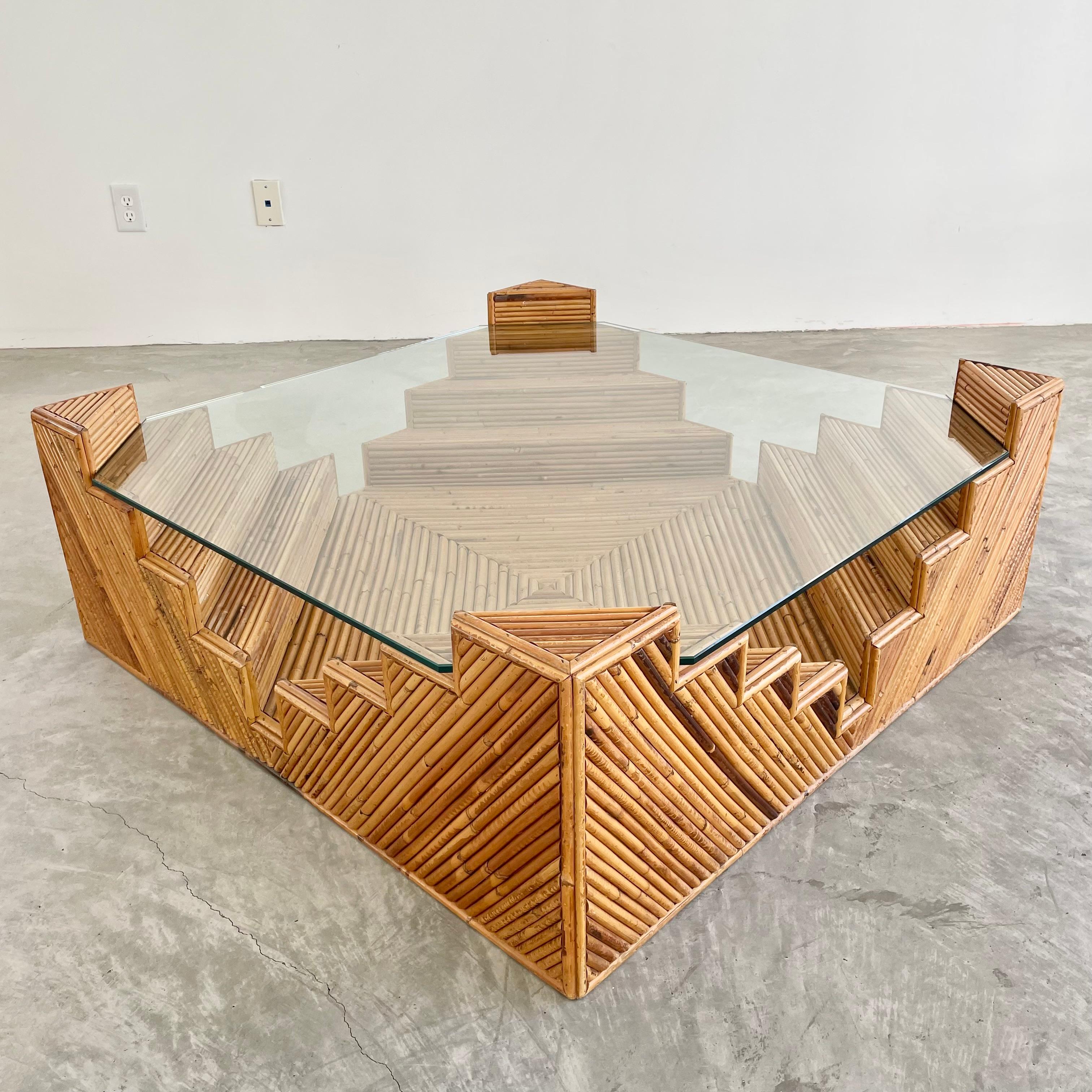 Mid-Century Modern Table basse sculpturale en bambou, États-Unis, années 1980 en vente