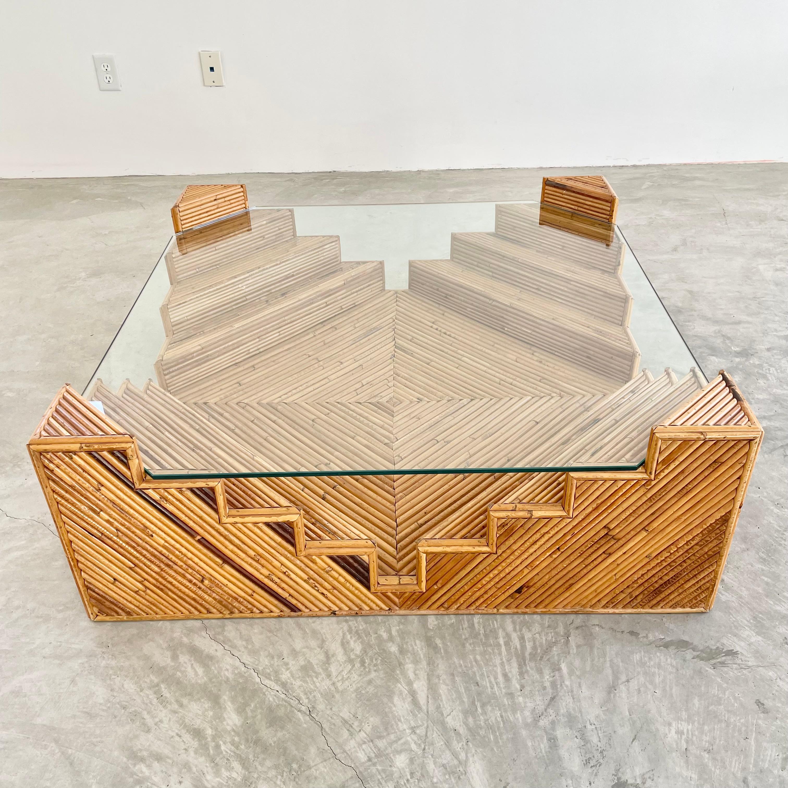 Mid-Century Modern Sculptural Bamboo Coffee Table, 1980s USA For Sale
