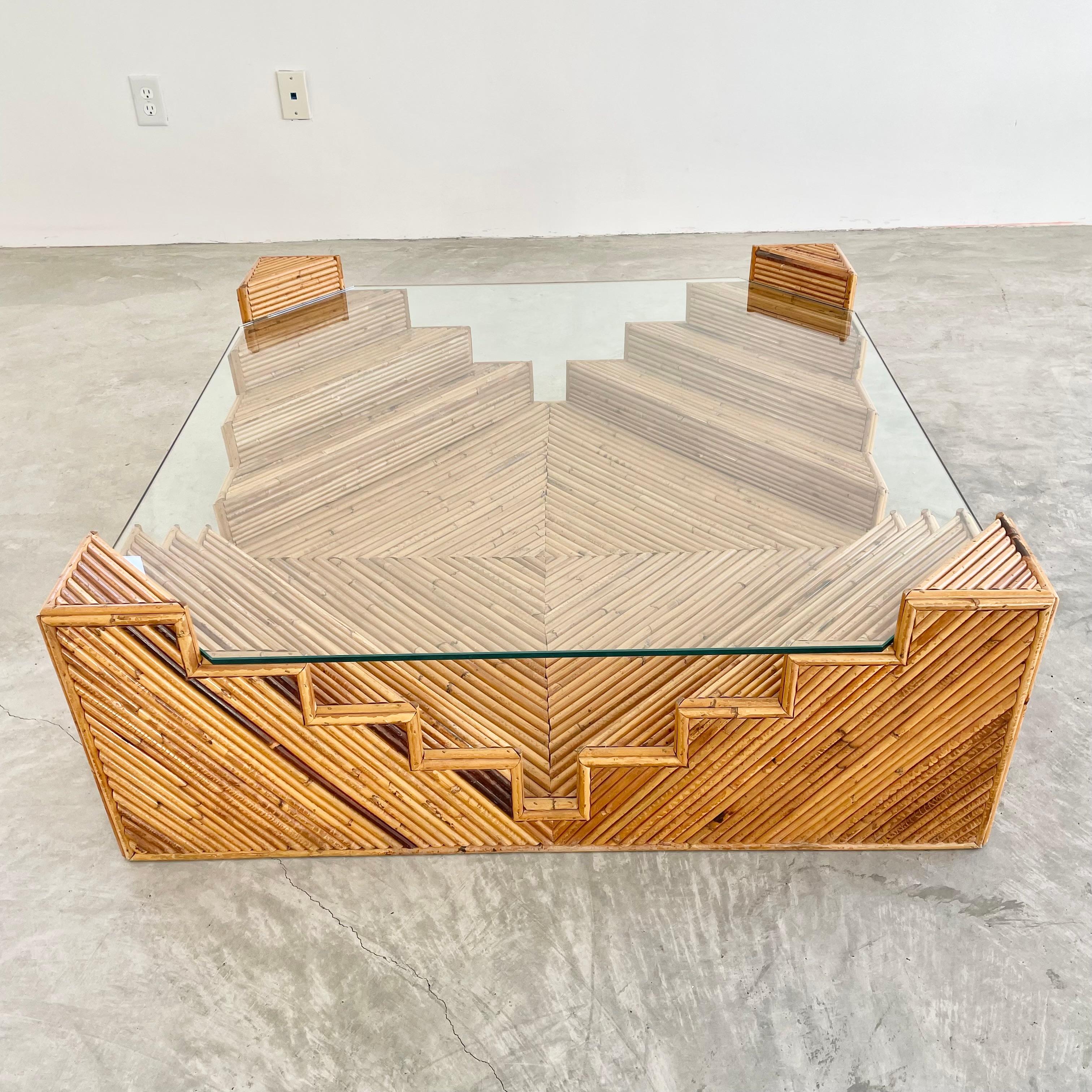 Mid-Century Modern Sculptural Bamboo Coffee Table, 1980s USA