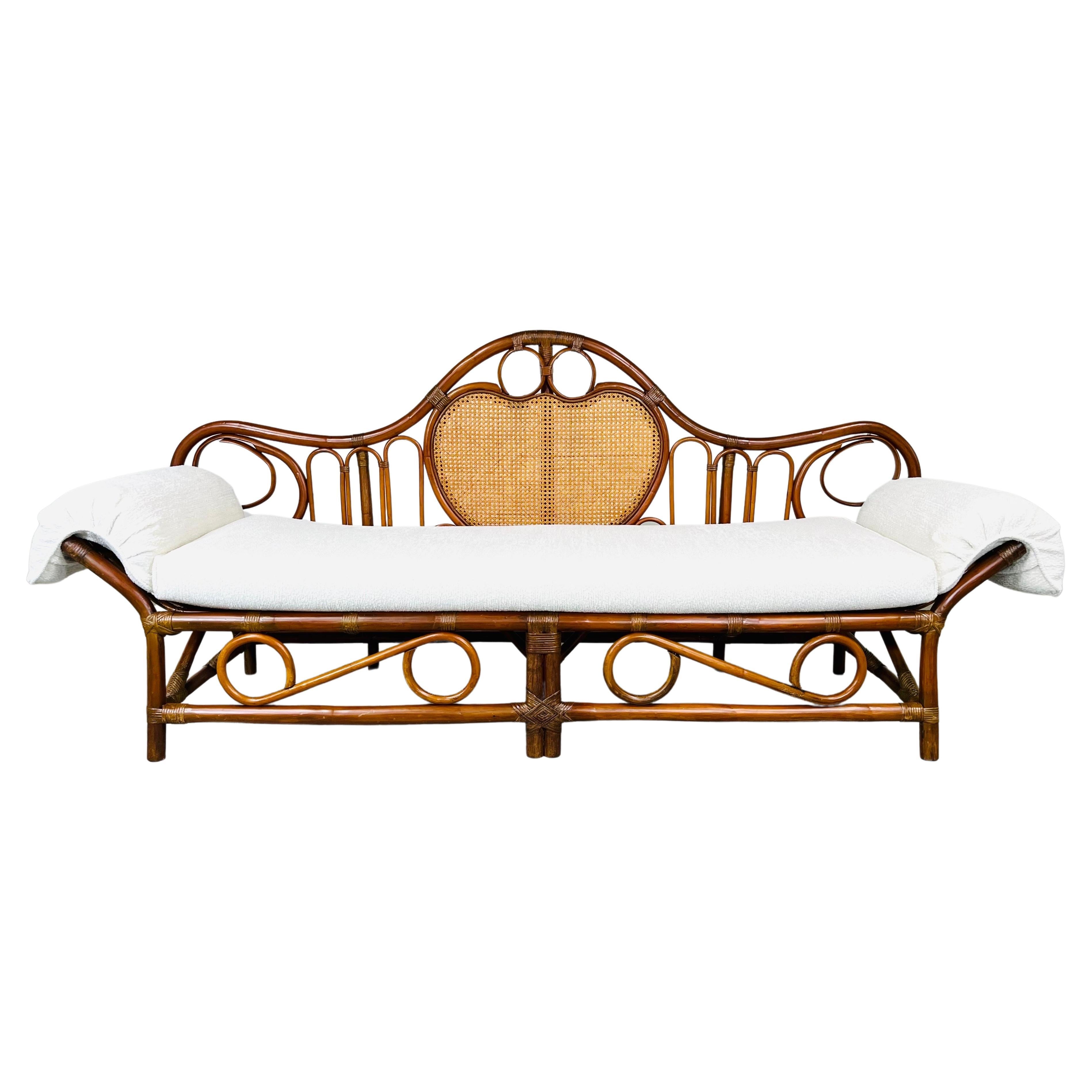 Sculptural Parisian Style Bamboo Daybed Chaise Attributed to Tommi Parzinger For Sale