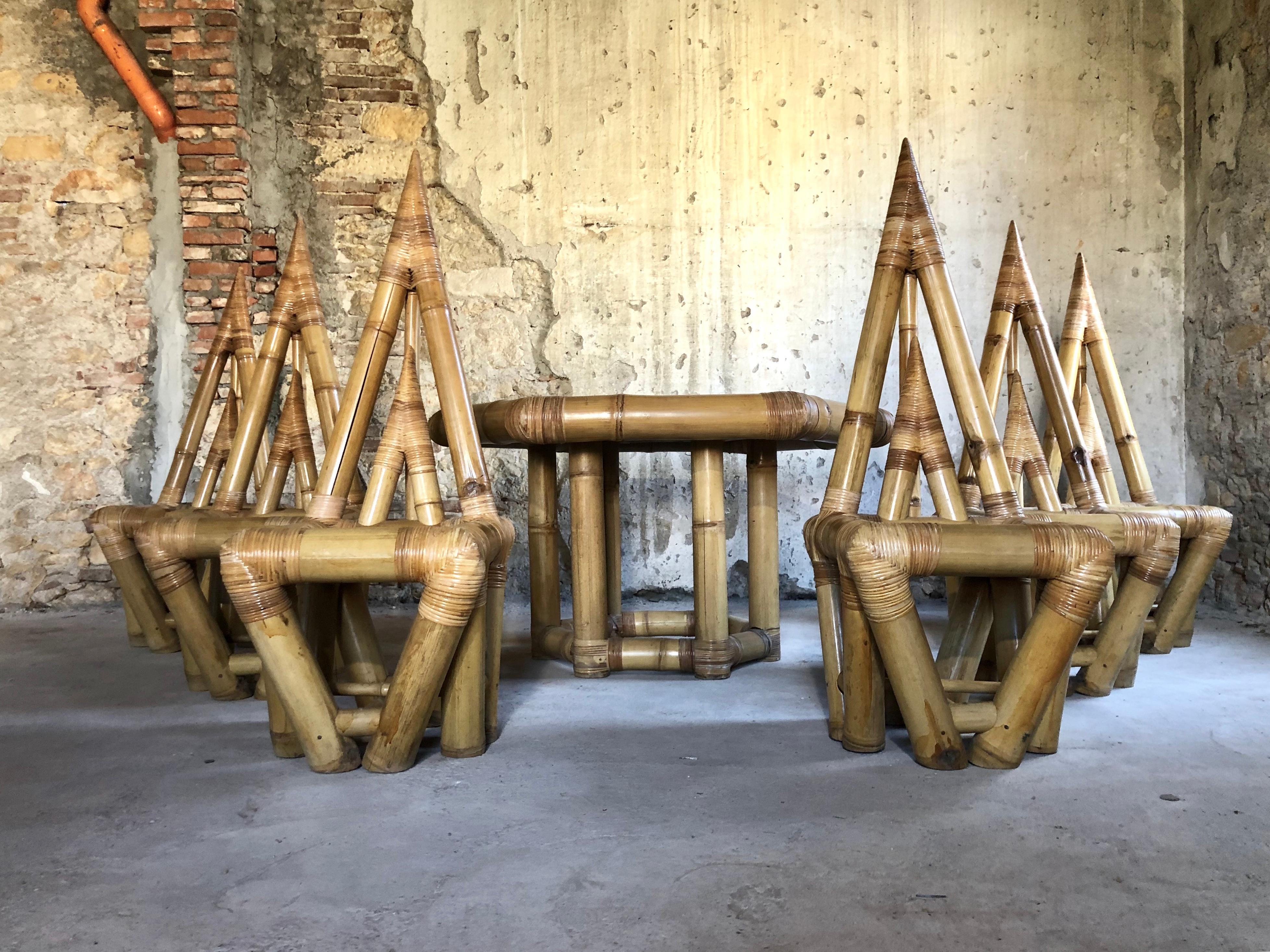 Sculptural Bamboo Dining Set, Italy, 1979 1