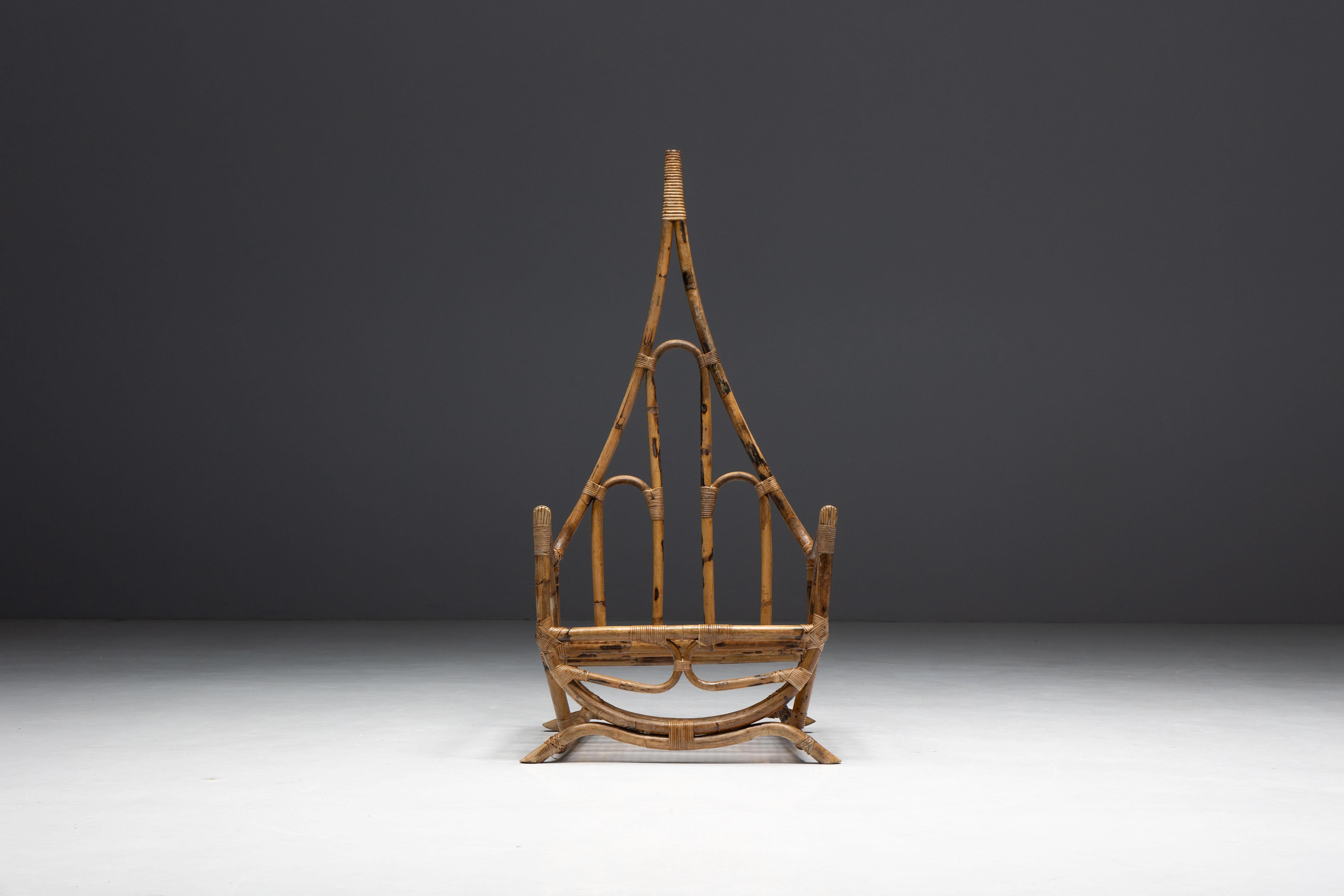 Sculptural Bamboo Lounge Chairs, Italy, 1960s For Sale 9