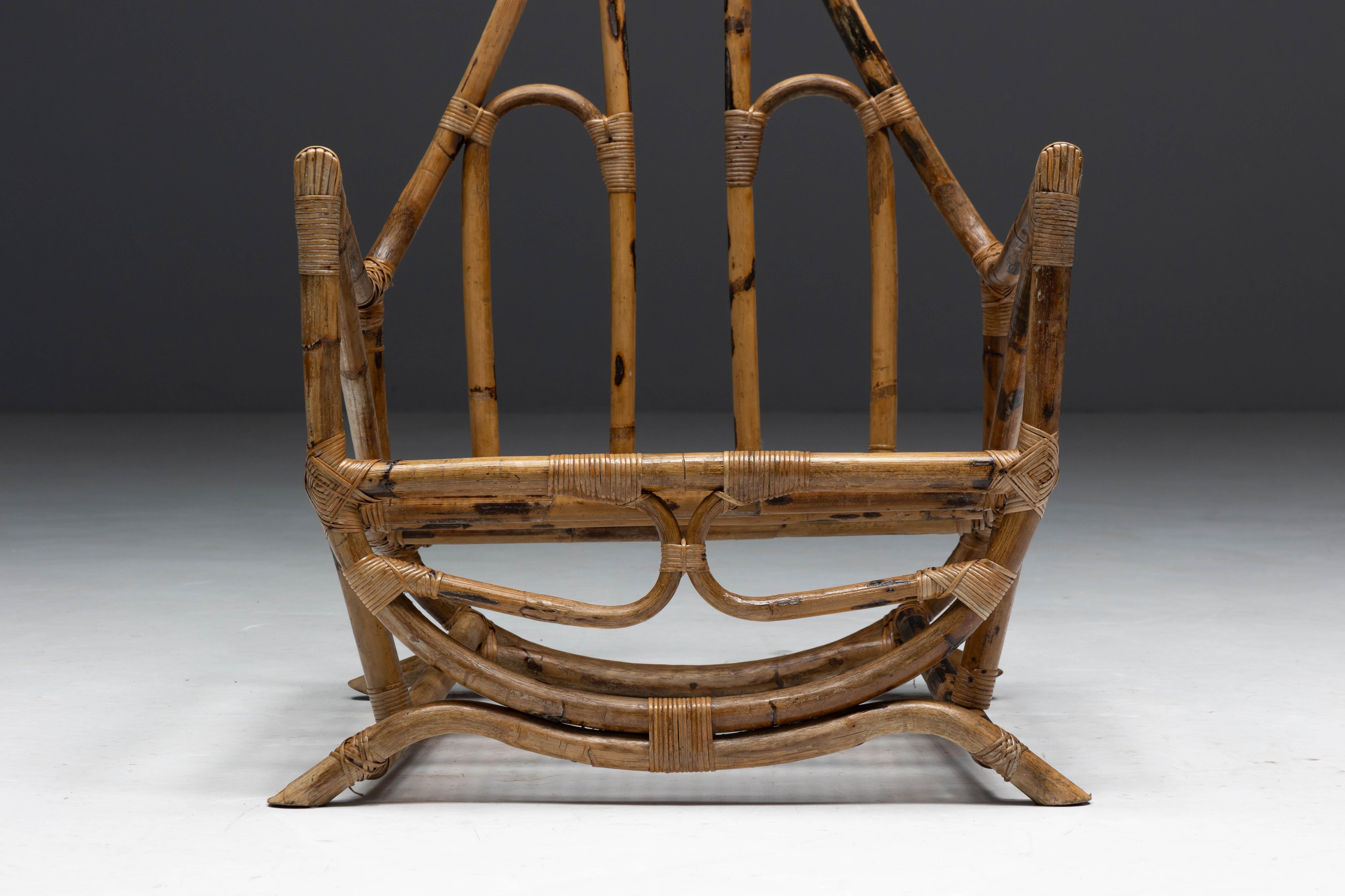 Sculptural Bamboo Lounge Chairs, Italy, 1960s For Sale 10