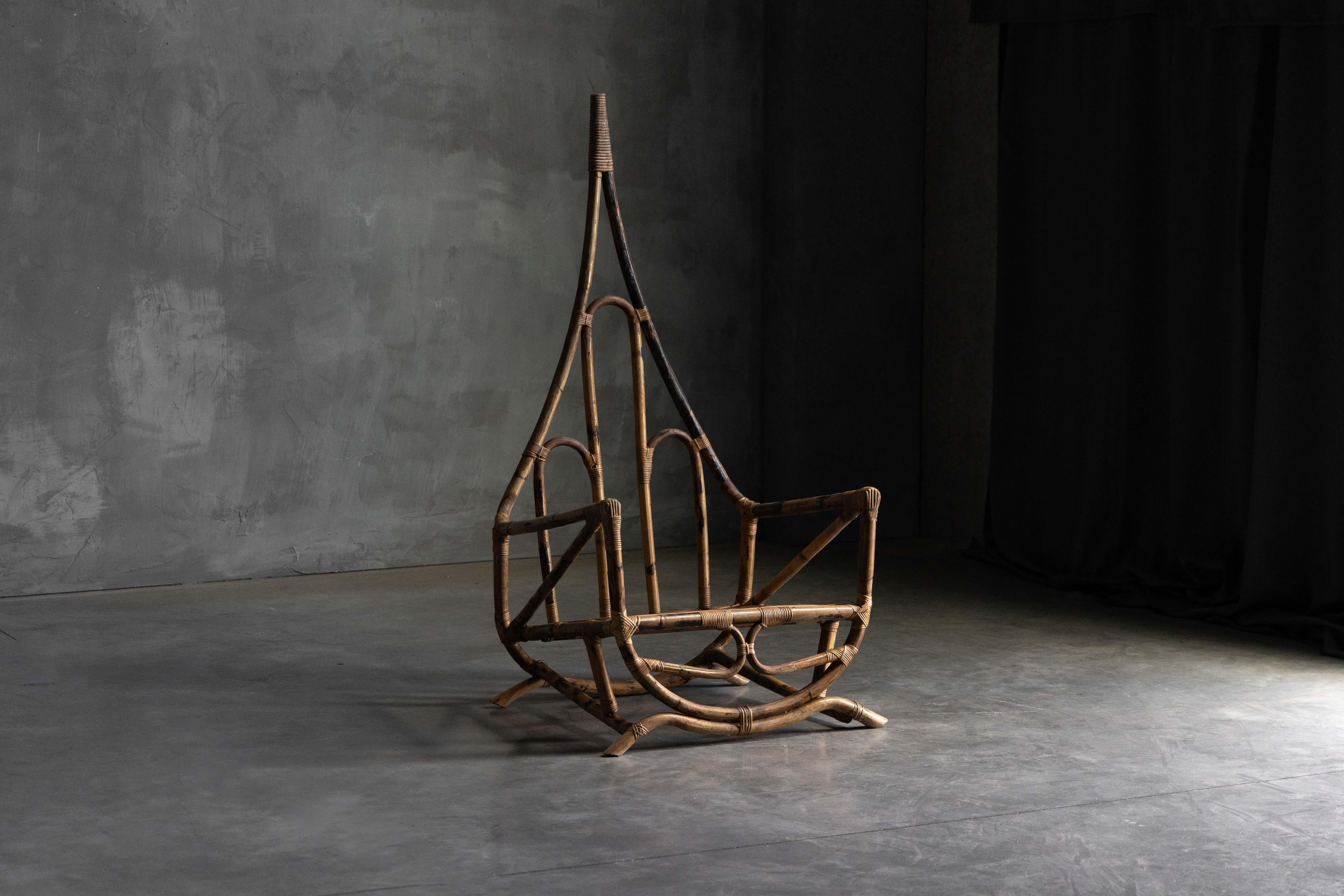 Sculptural Bamboo Lounge Chairs, Italy, 1960s In Excellent Condition For Sale In Antwerp, BE