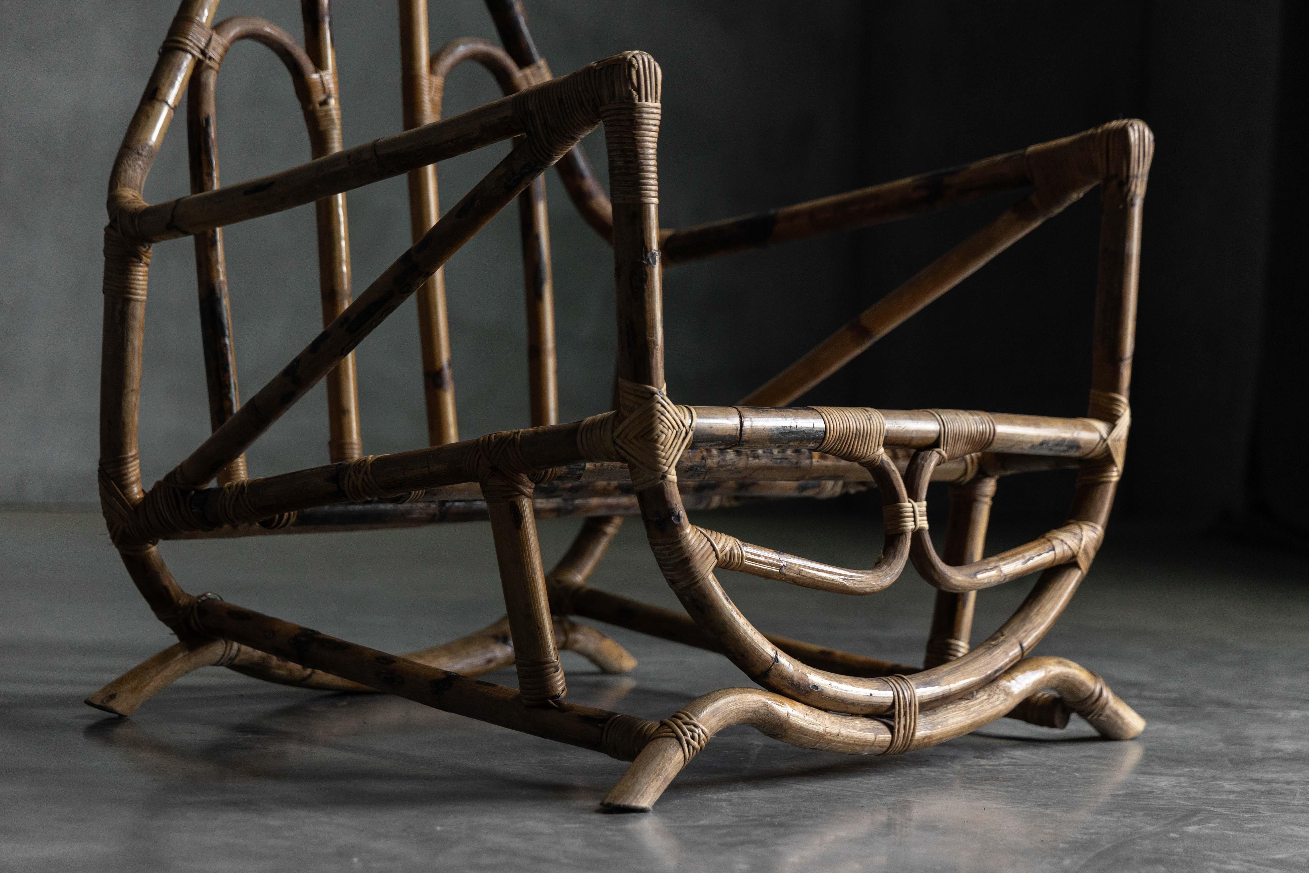 Mid-20th Century Sculptural Bamboo Lounge Chairs, Italy, 1960s For Sale