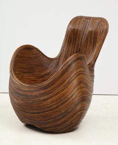 Sculptural Bamboo or Rattan Accent Lounge Chair, Italy, circa 1970