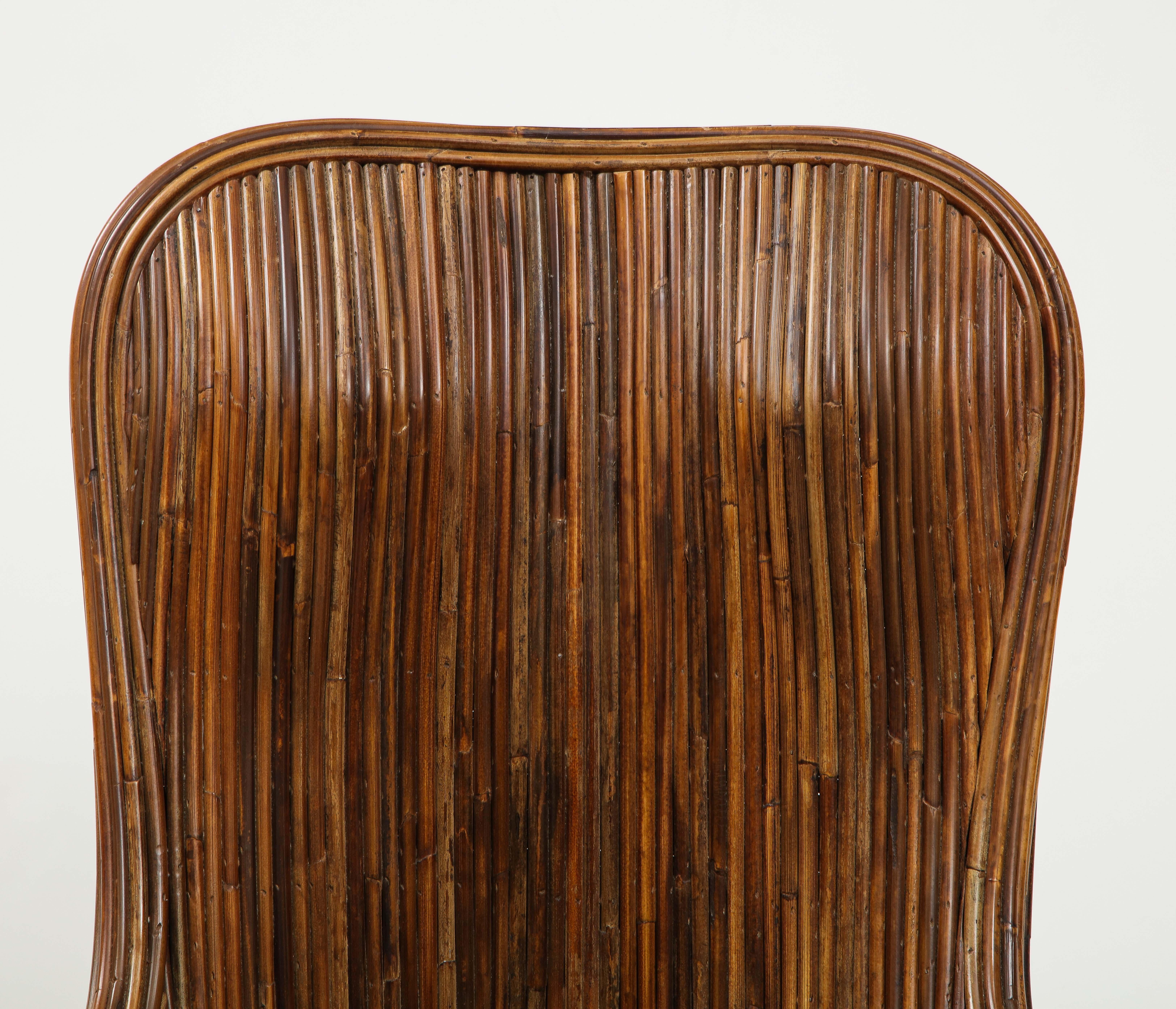 Hand-Crafted Sculptural Bamboo or Rattan Accent Lounge Chair, Italy, circa 1970