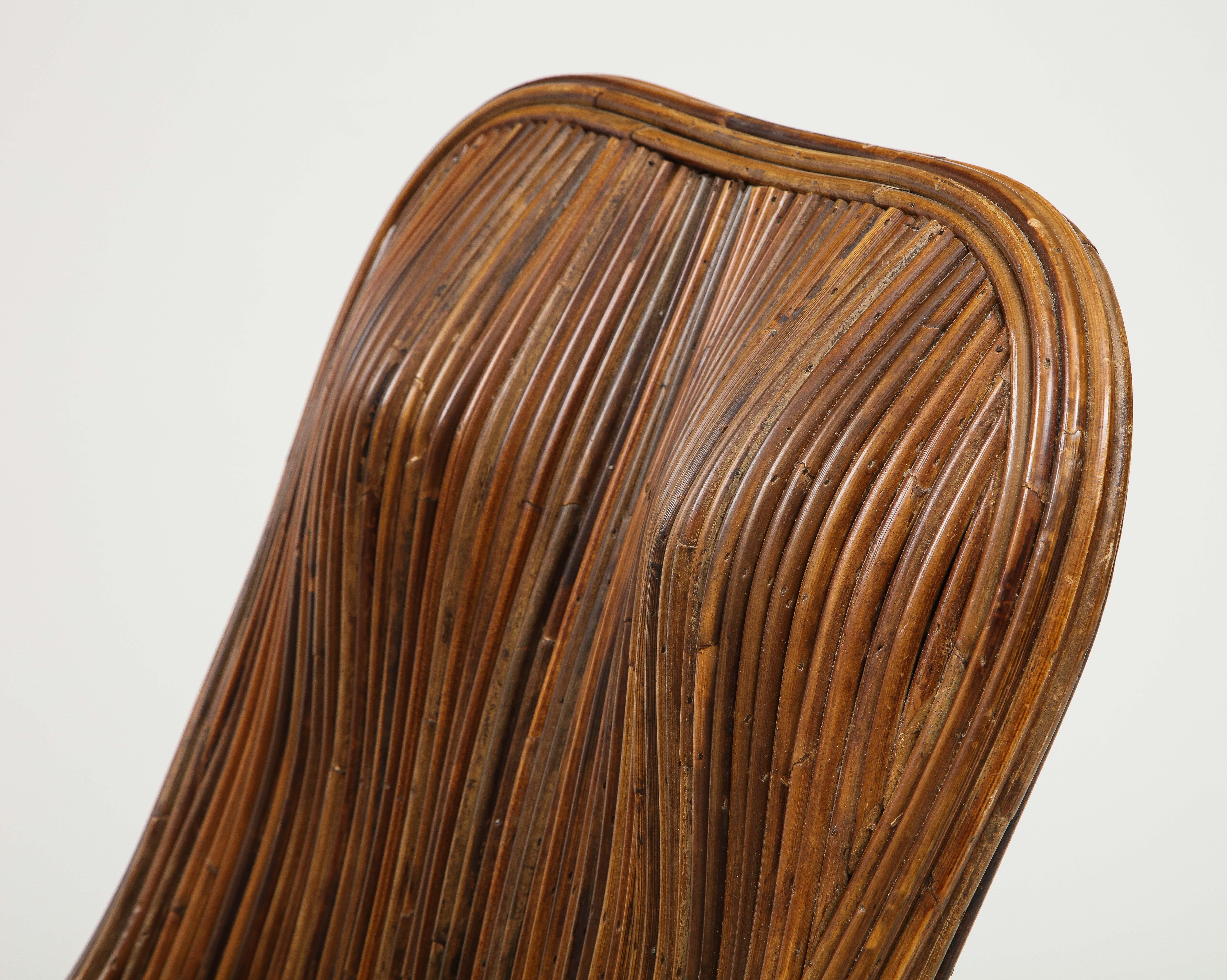 Sculptural Bamboo or Rattan Accent Lounge Chair, Italy, circa 1970 1