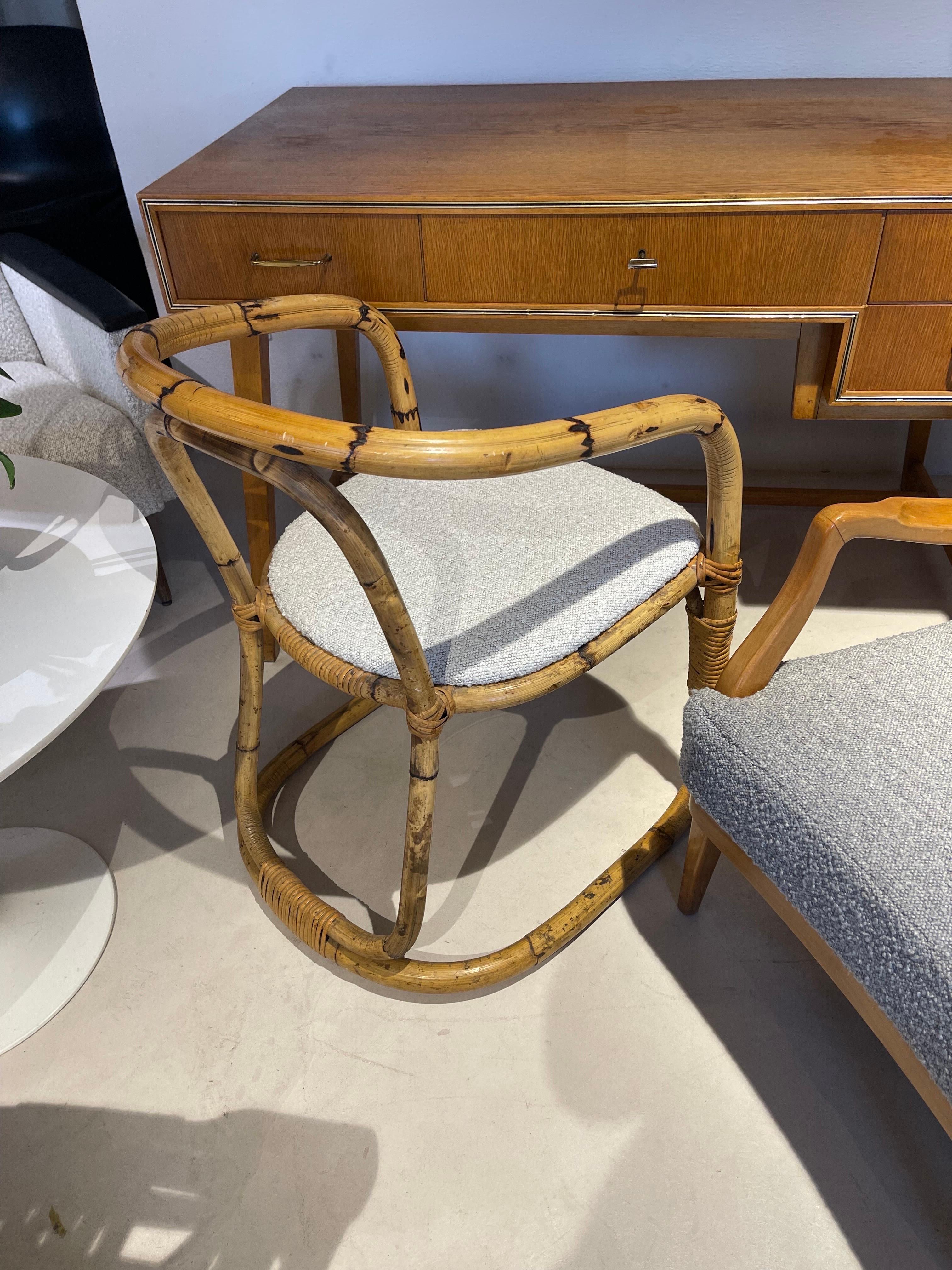 Sculptural Bamboo Style Side Chair by Dal Verra, Italy 1970s For Sale 2