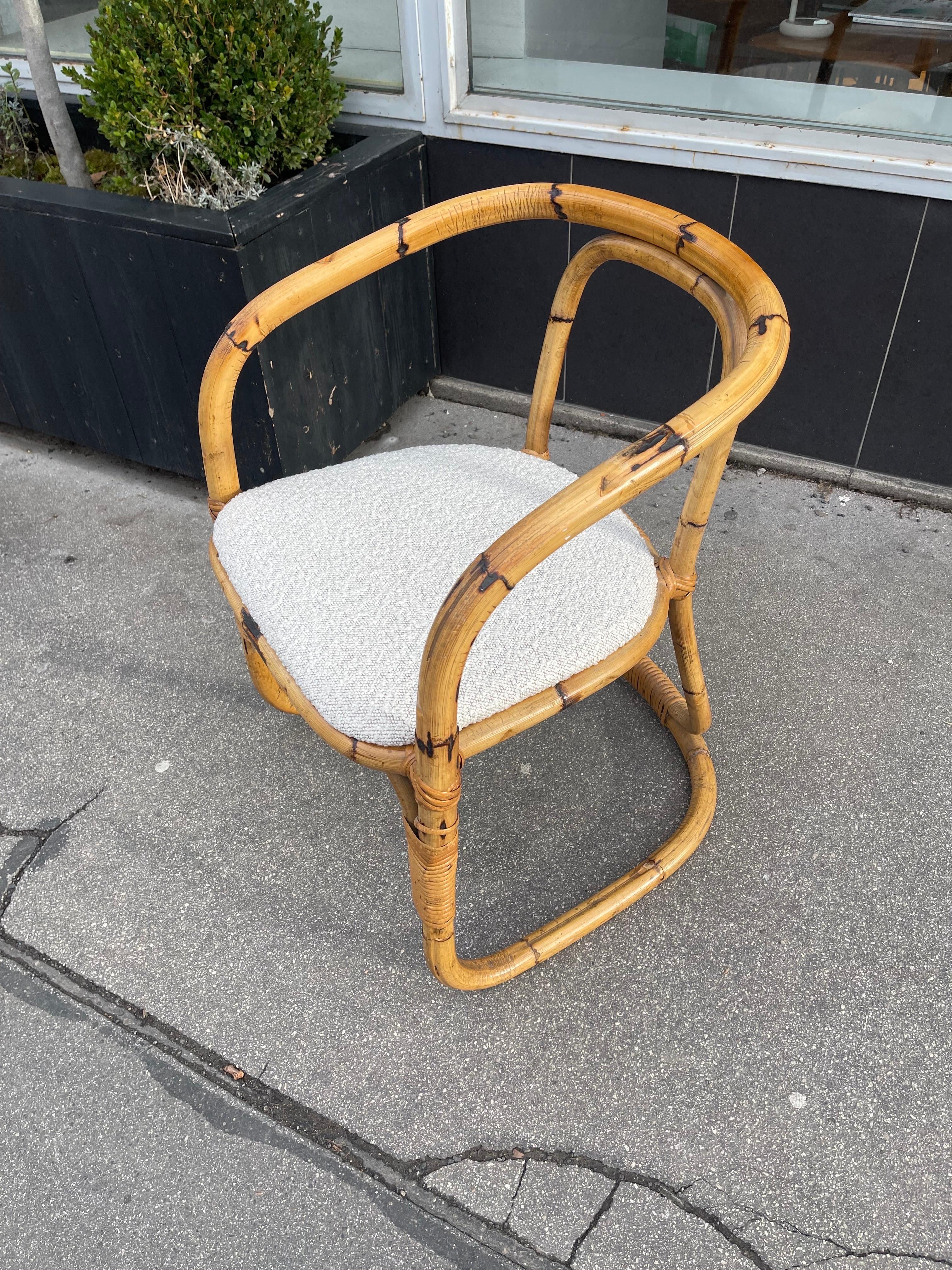 Italian Sculptural Bamboo Style Side Chair by Dal Verra, Italy 1970s For Sale