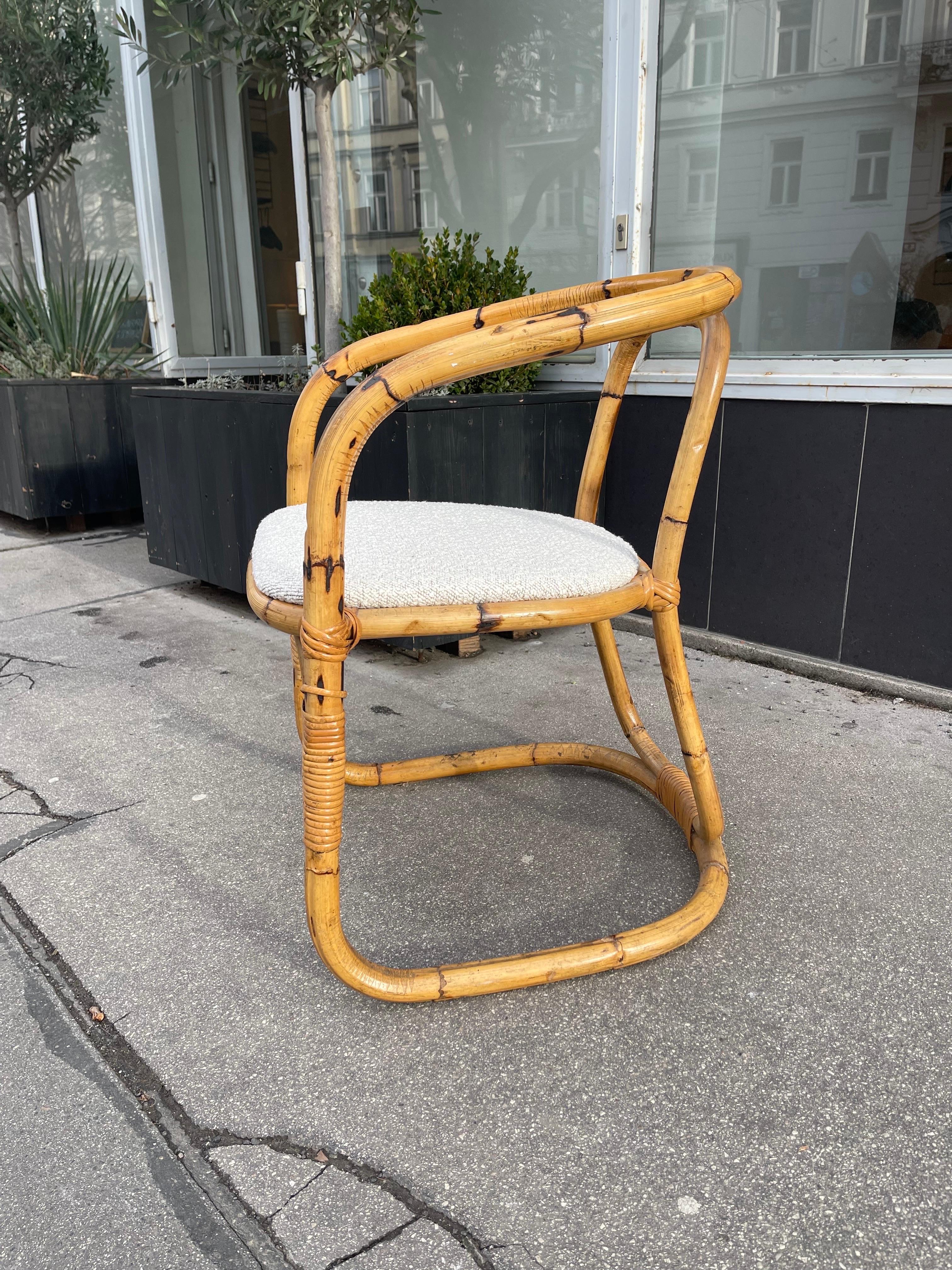 Fabric Sculptural Bamboo Style Side Chair by Dal Verra, Italy 1970s For Sale