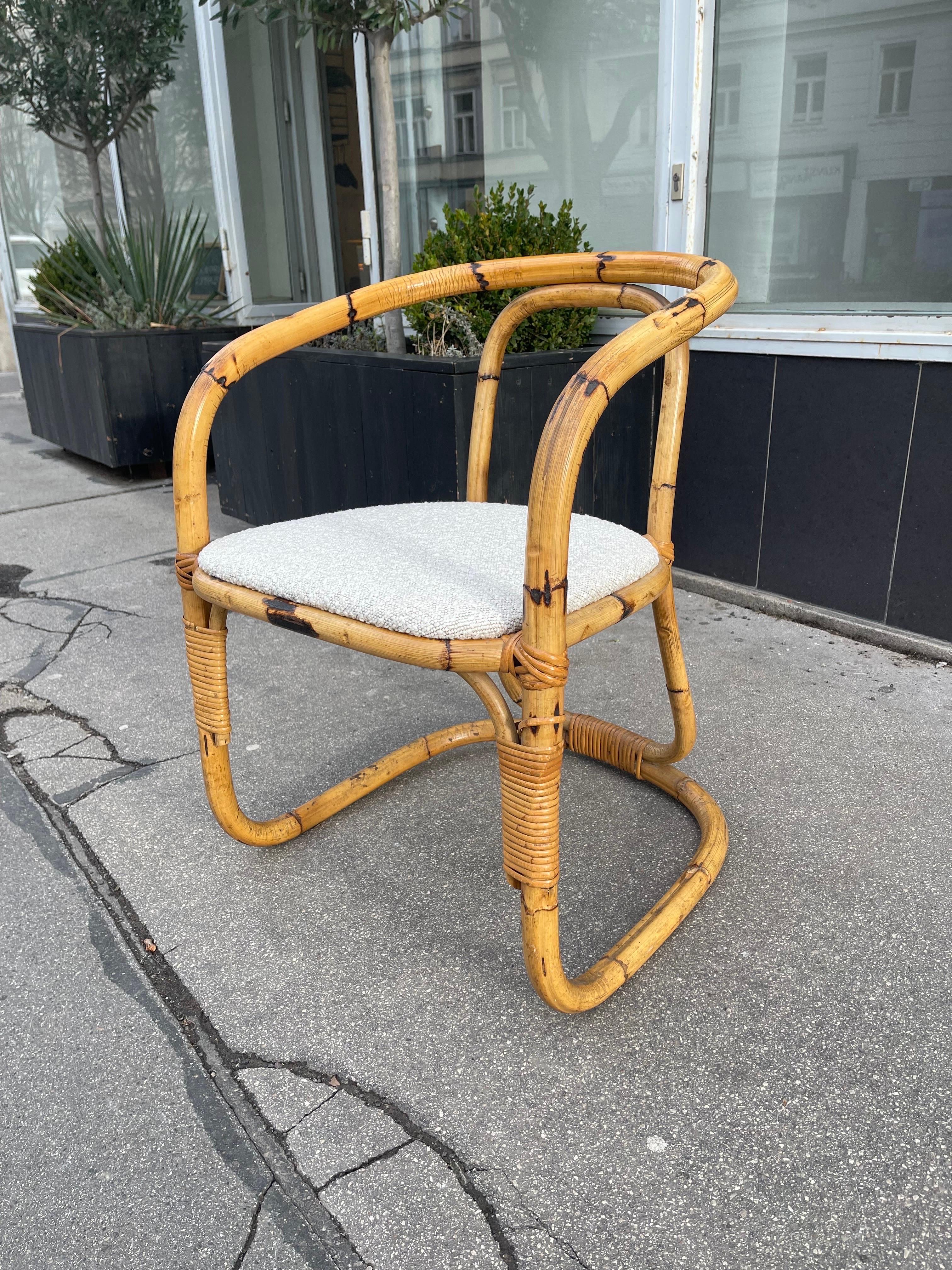 Sculptural Bamboo Style Side Chair by Dal Verra, Italy 1970s For Sale 1
