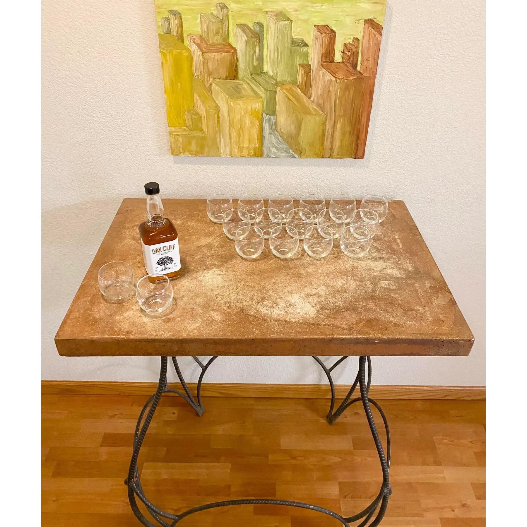 Sculptural Bar Height Industrial + Concrete Outdoor Table For Sale 3