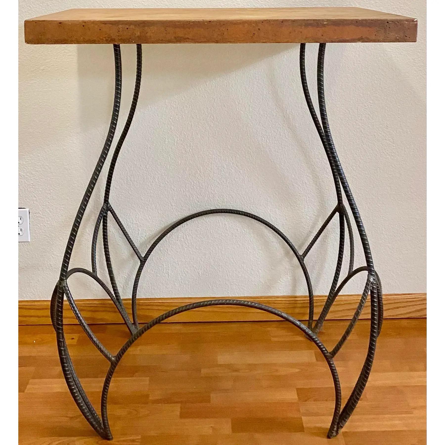Steel Sculptural Bar Height Industrial + Concrete Outdoor Table For Sale