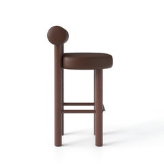 Tabouret de bar sculptural en cuir brun tabac - Gropius CS2 by NOOM