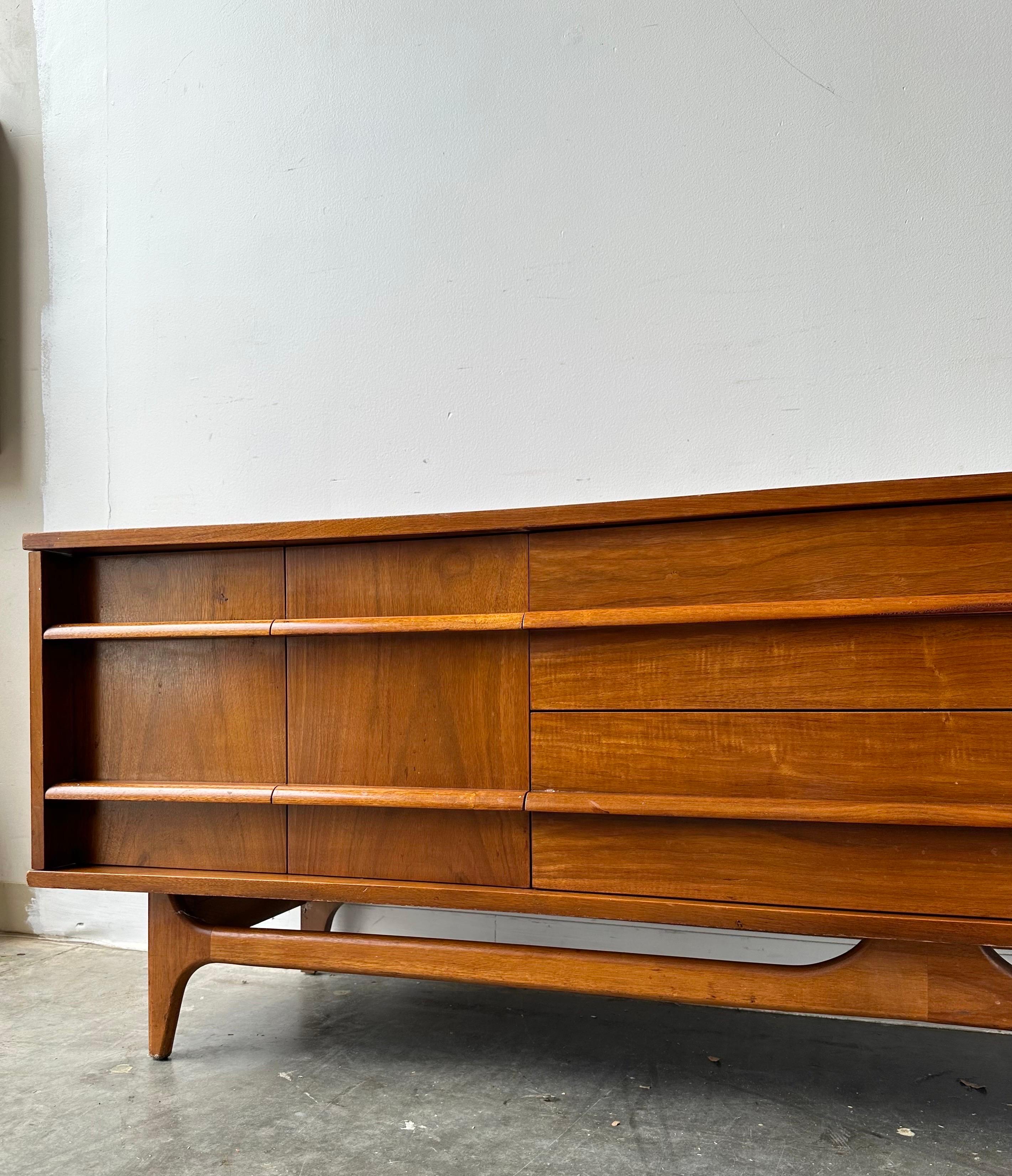 American Sculptural Base Curved Low Credenza by Young Mfg