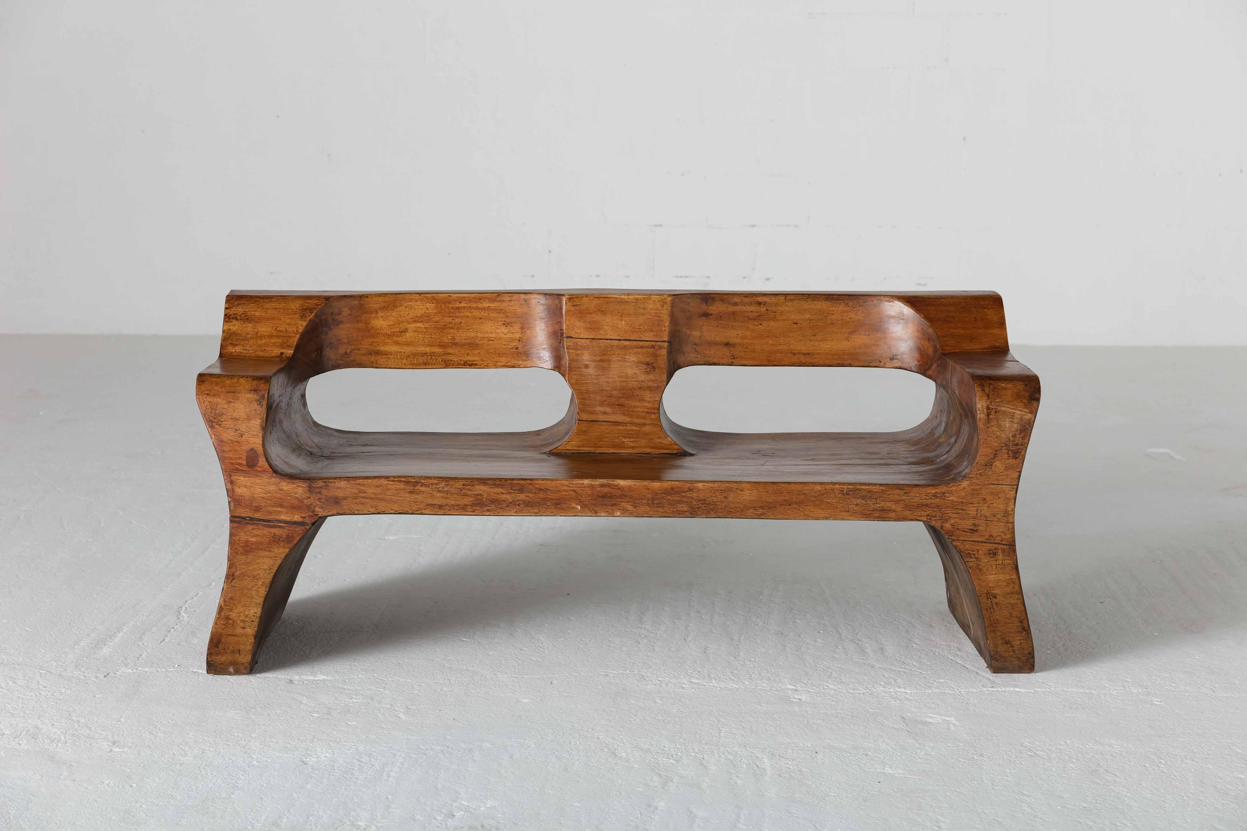 Sculptural bench by Jose Zanine Caldas made in Pequi wood.