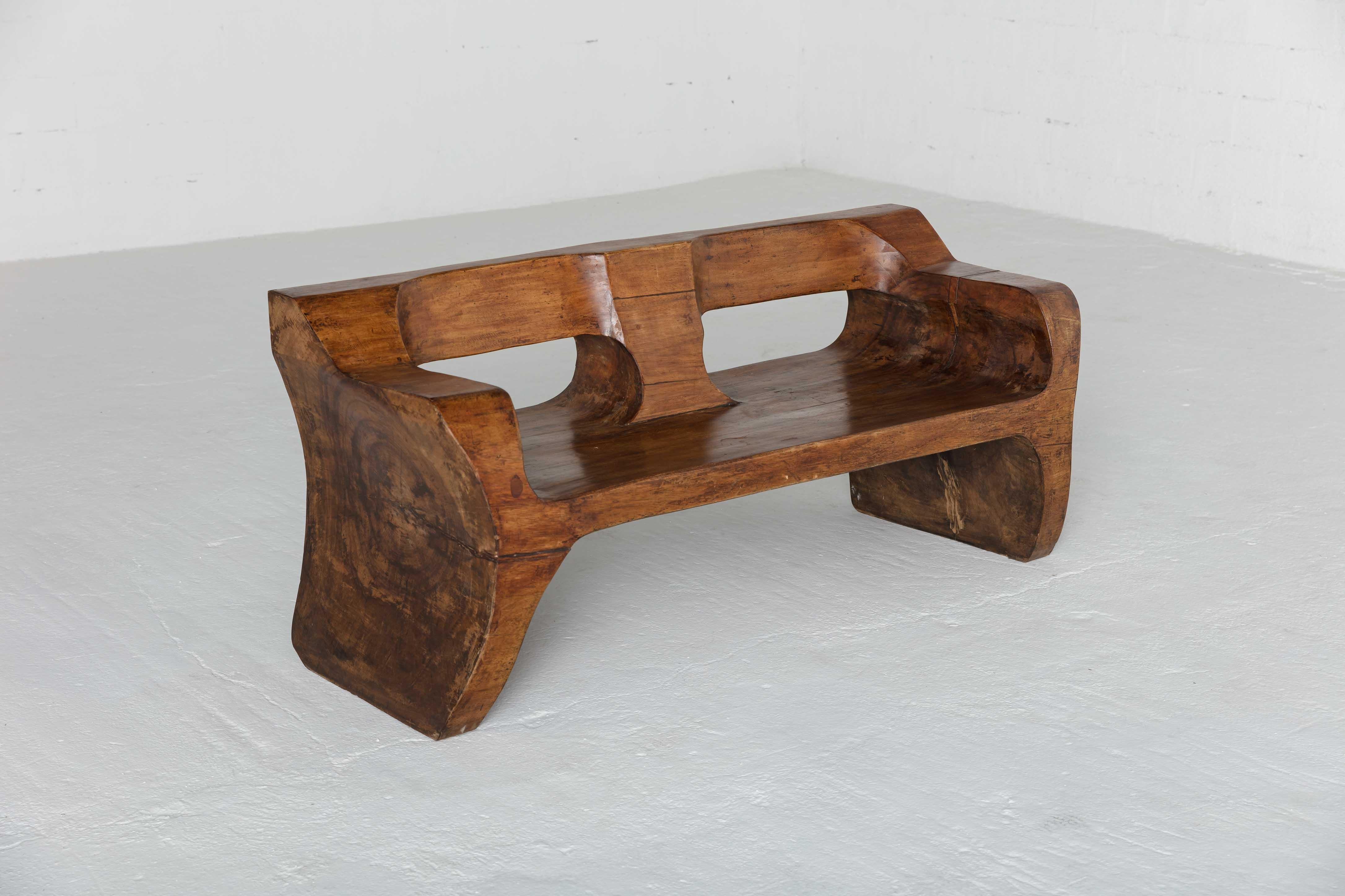 Brazilian Sculptural bench by Jose Zanine Caldas For Sale
