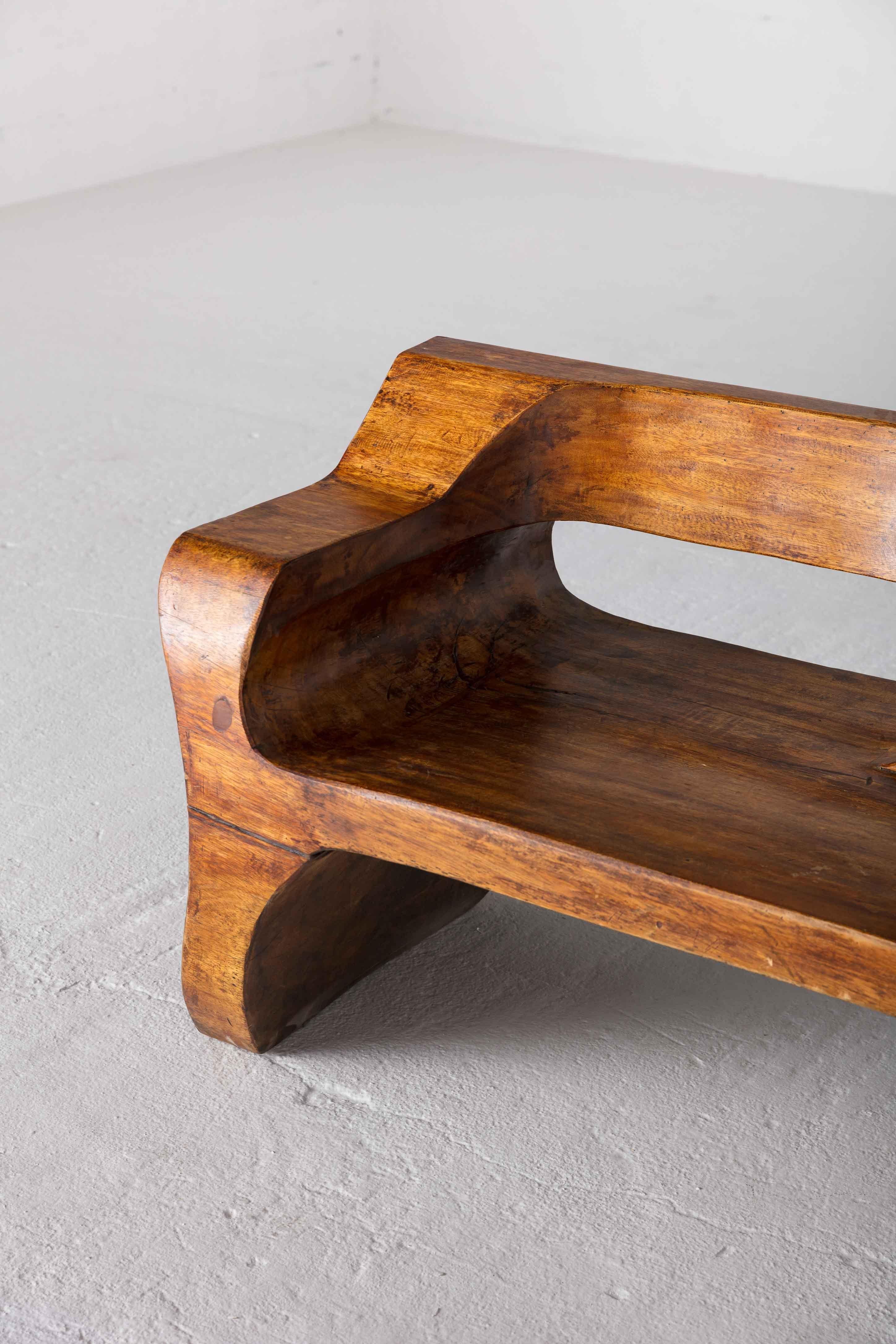 Hardwood Sculptural bench by Jose Zanine Caldas For Sale