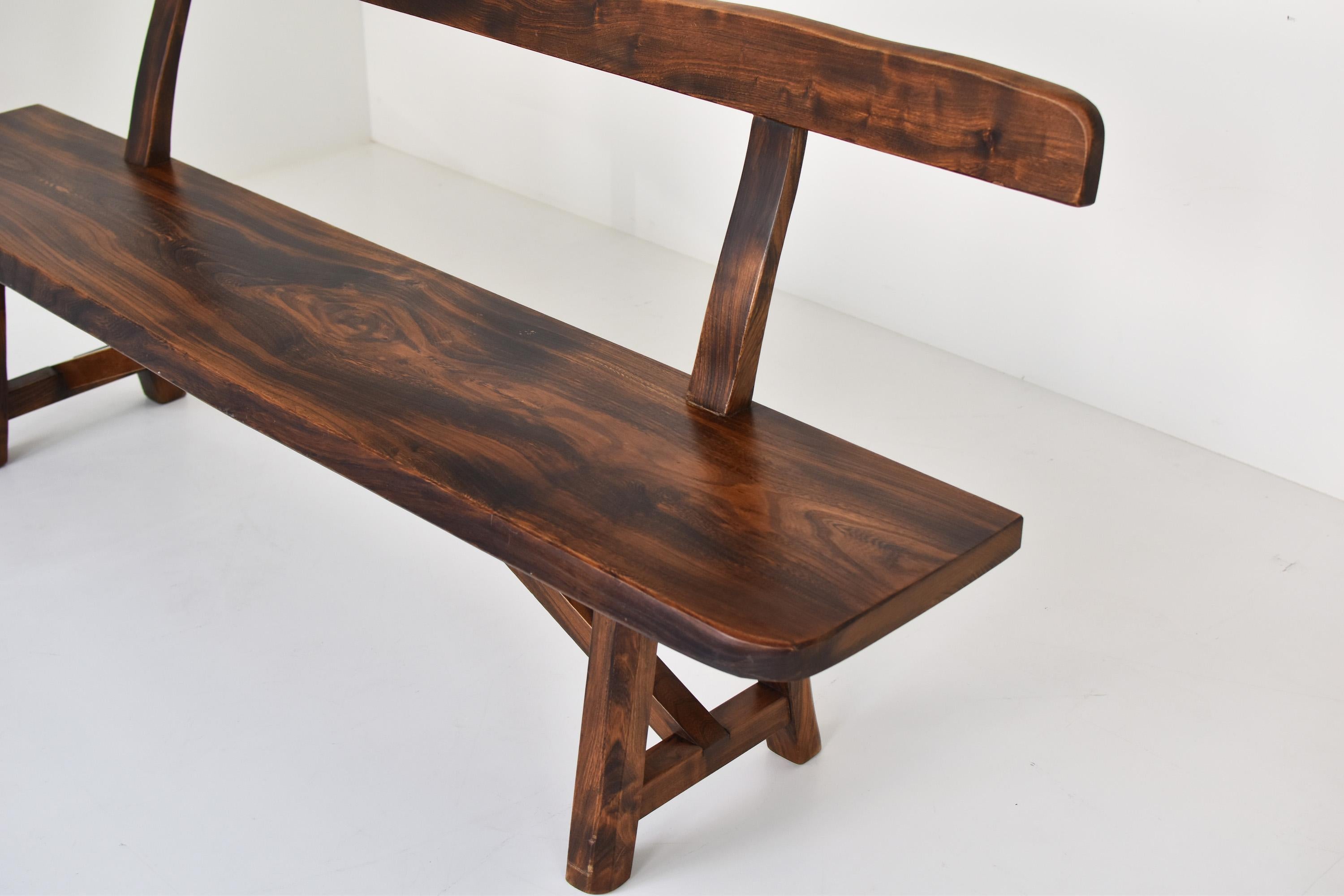 Elm Sculptural Bench by Olavi Hanninen for Mikko Nupponen, Finland, 1950’s