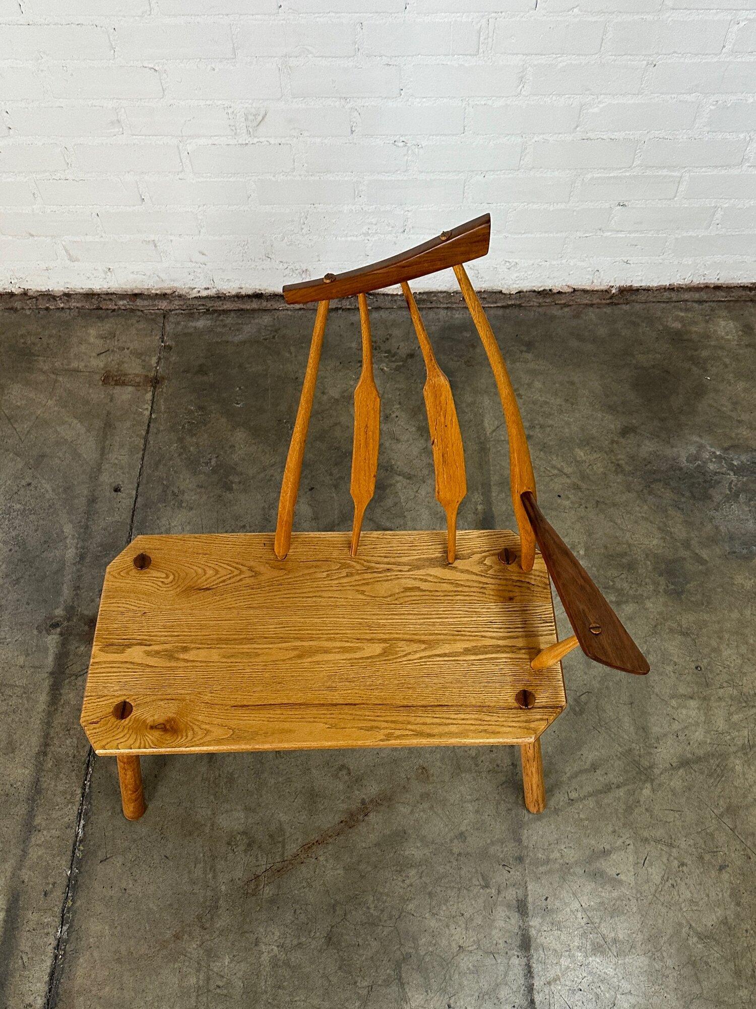 Wood Sculptural bench by Richard Patterson For Sale