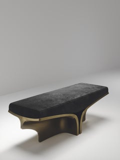 Banc sculptural en laiton patiné bronze de Patrick Coard Paris