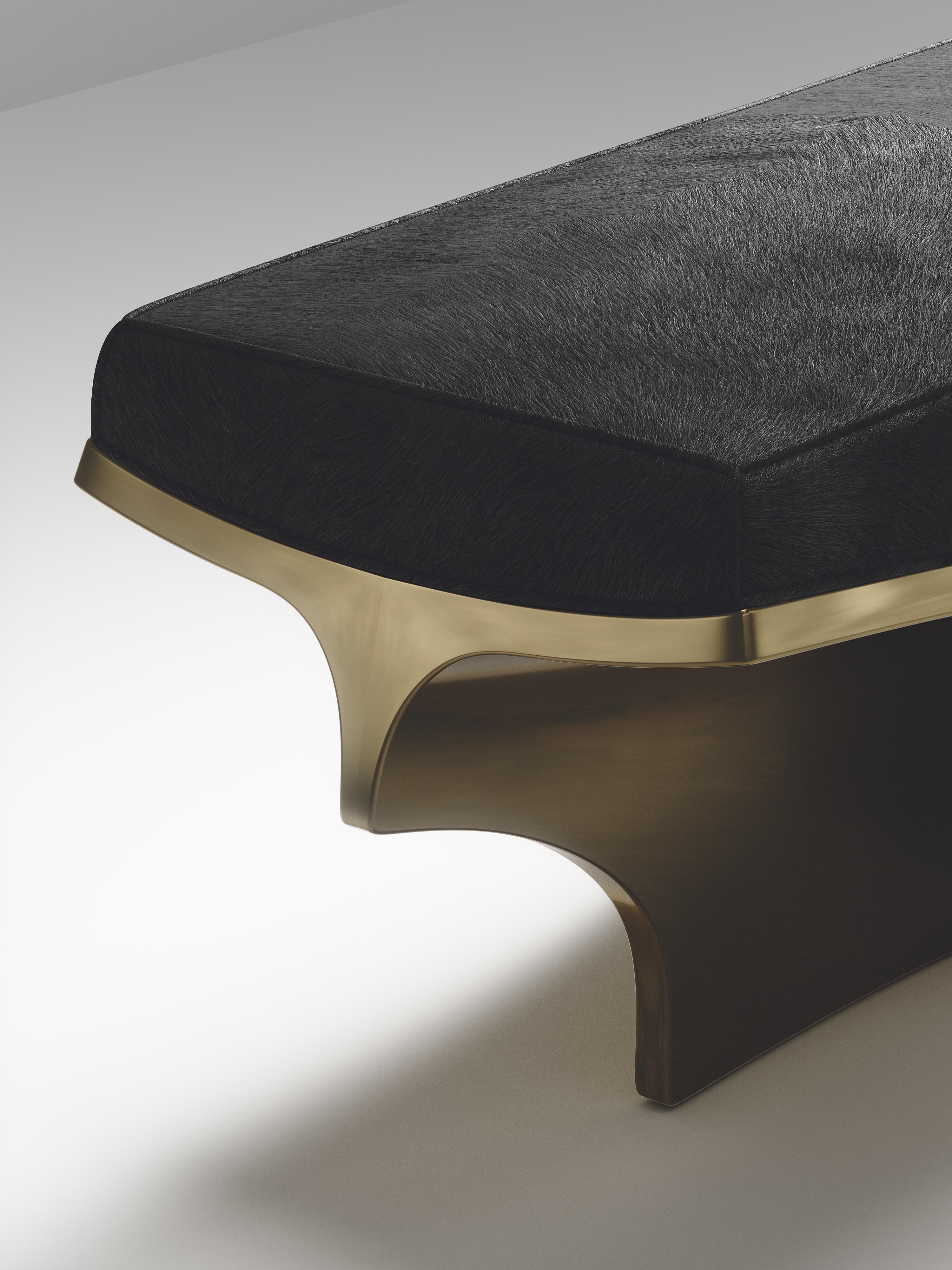 Skulpturale Bank aus Bronze mit Patina aus Messing von Patrick Coard Paris (Art déco) im Angebot