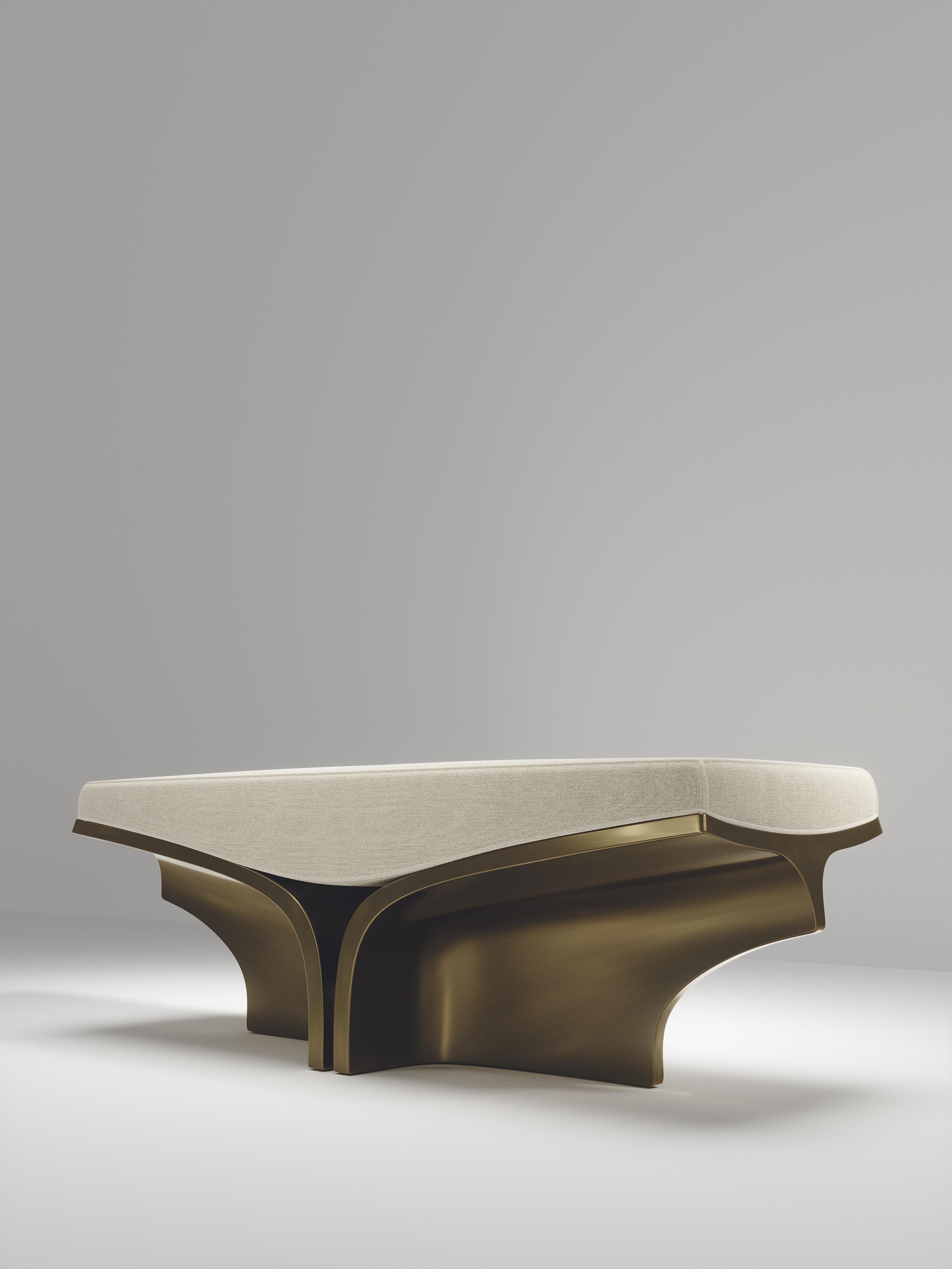 French Sculptural Bench in Bronze Patina Brass by Patrick Coard Paris For Sale