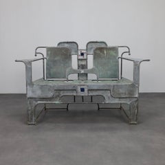 Skulpturale Bank aus Kupfer, Zink und Stained glass von Cor de Ree, Niederlande