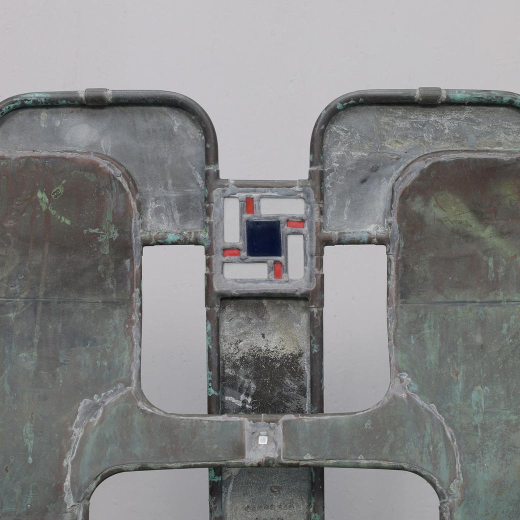 Banc sculptural en cuivre, zinc et Stained Glass de Cor de Ree, Pays-Bas en vente 1