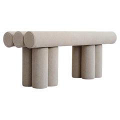 Banc sculptural en lin, style contemporain