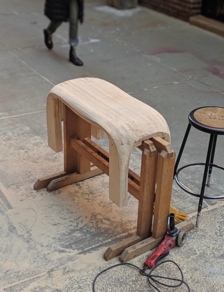 Sculptural Bench in wood - 'Gravity Bench' by Soo Joo For Sale 1