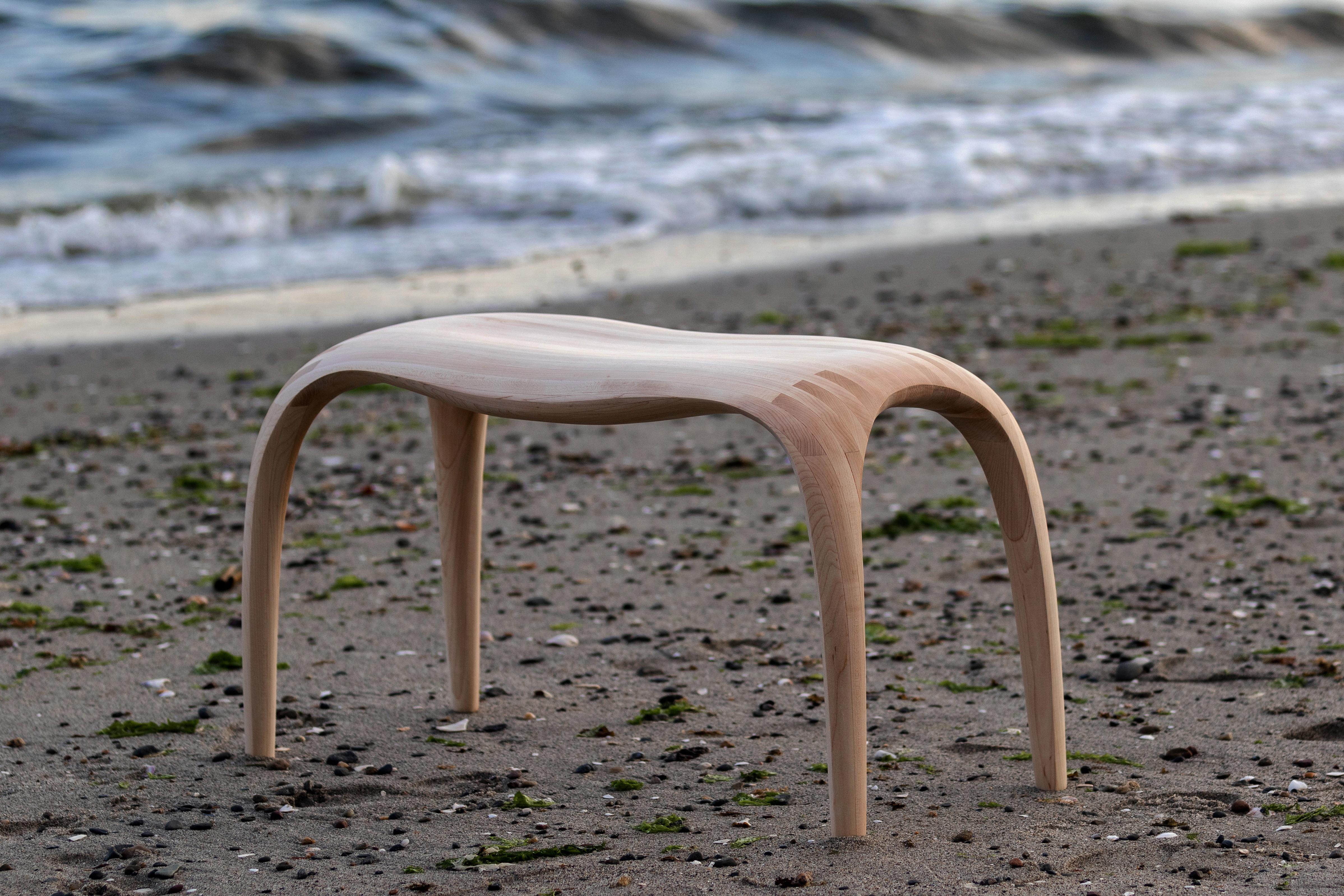 Modern Sculptural Bench in wood - 'Gravity Bench' by Soo Joo For Sale