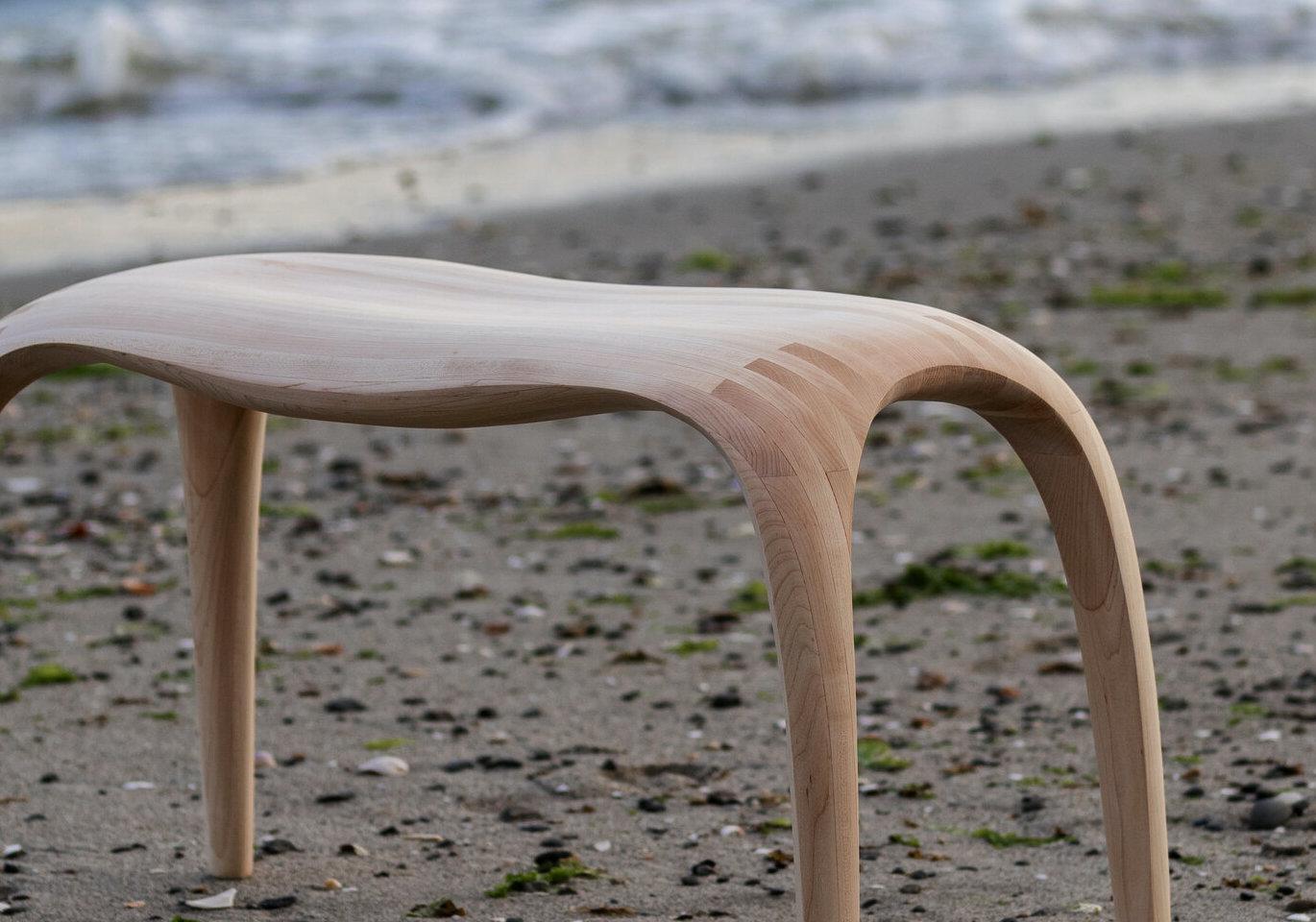 American Sculptural Bench in wood - 'Gravity Bench' by Soo Joo For Sale
