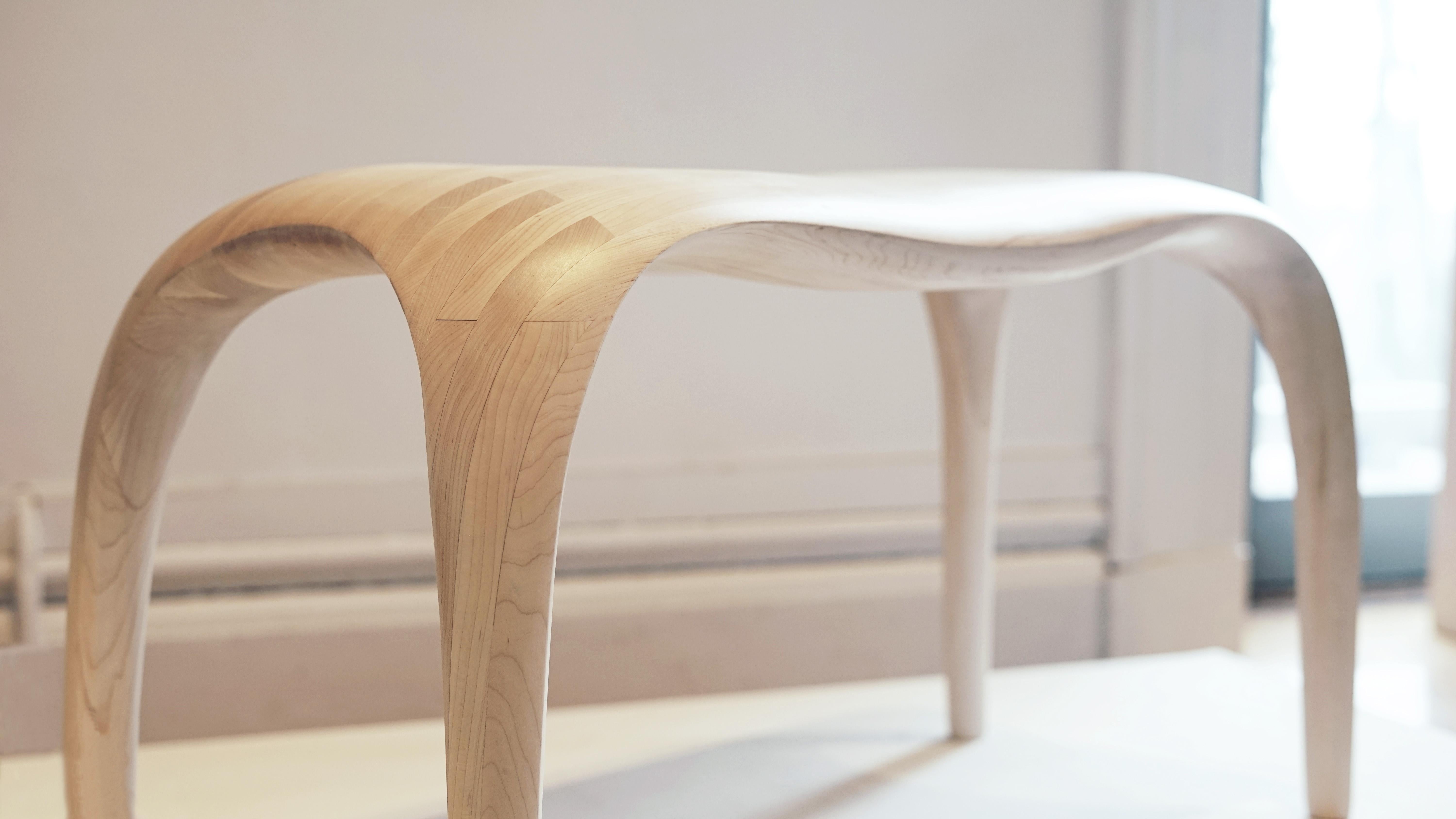 Sculptural Bench in wood - 'Gravity Bench' by Soo Joo In New Condition For Sale In New York, NY