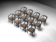 Sculptural Bentwood Armchairs in Black Lacquered Wood and Sheepskin