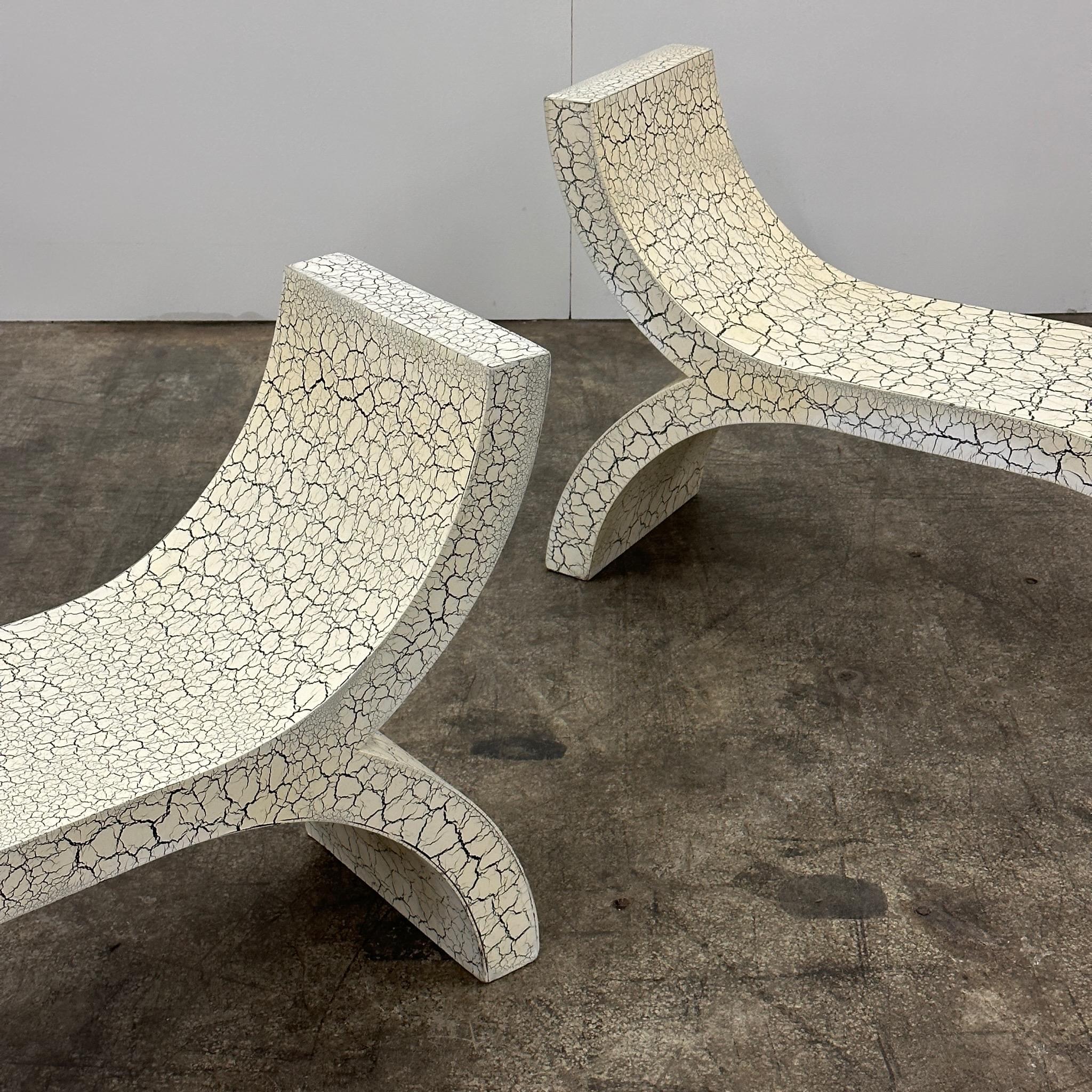 c. 1970s. Price is for the set. Contact us if you’d like to purchase a single item. Sculptural chairs with speckled design. Can be used as a chair, bench, or chaise. 
