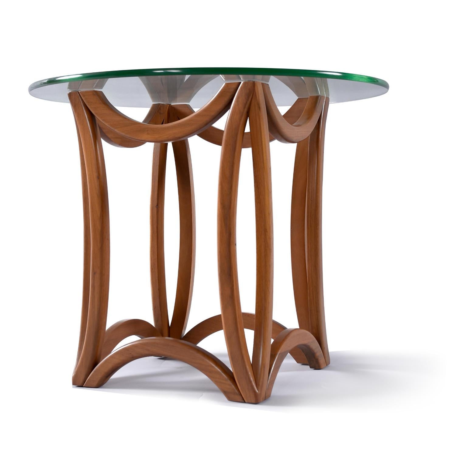 Tables d'appoint sculpturales en bois cintré de style Pearsall avec plateau en verre Excellent état - En vente à Chattanooga, TN
