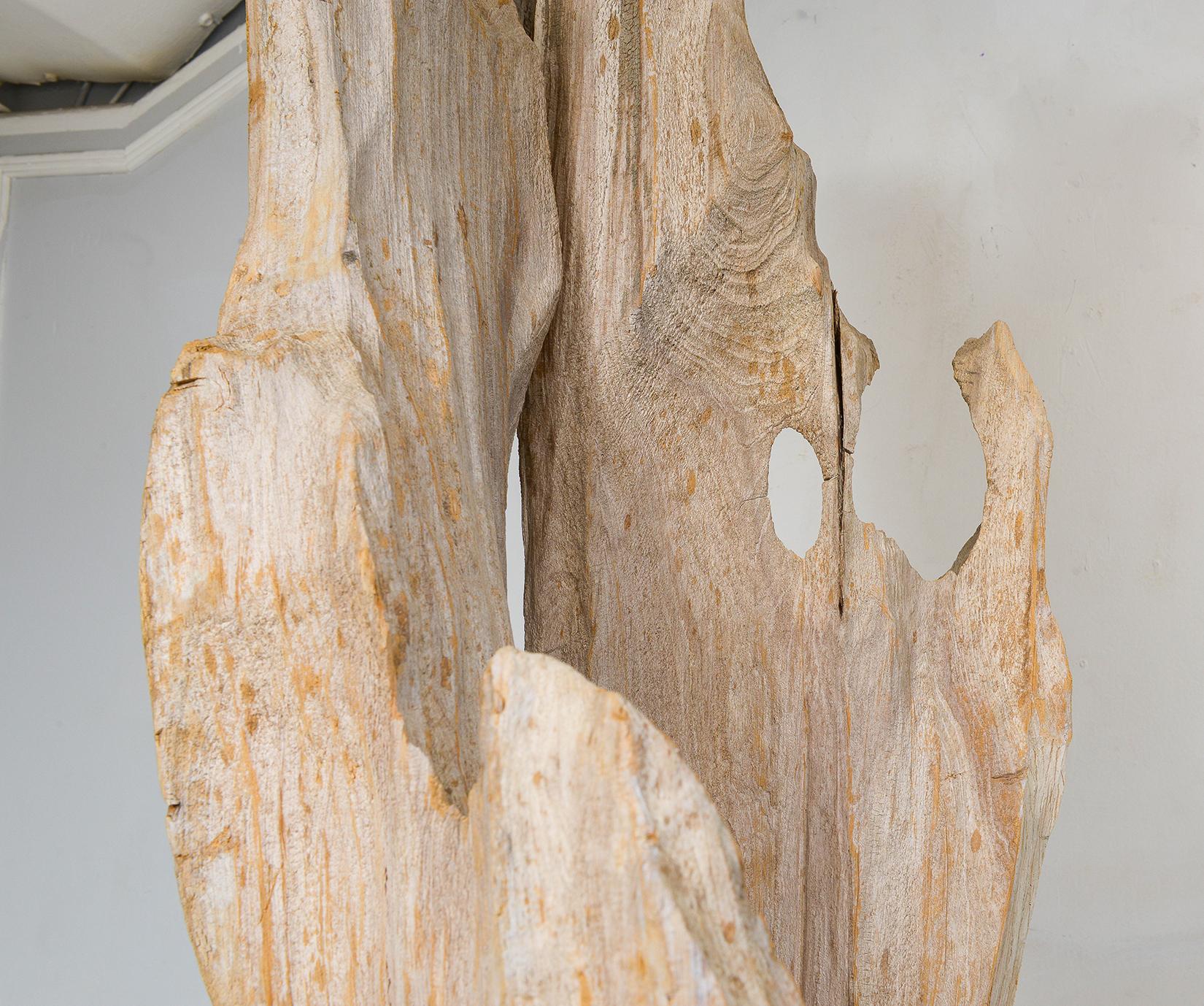 Bois flotté Lampadaire sculptural en bois flotté sur-mesure en vente