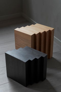 Sculptural Solid Light Oak Cadence Side Table