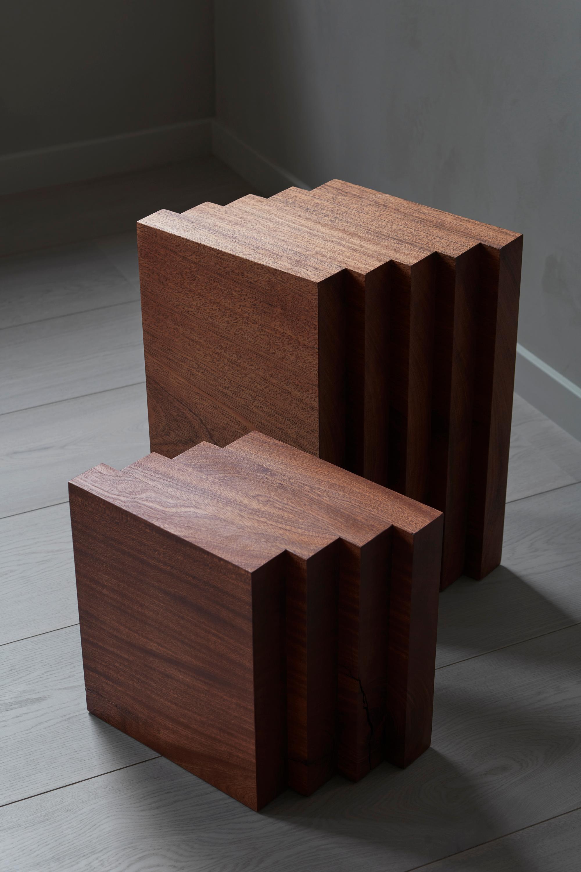 Sculptural BEX Side Table in Solid Light Oak In New Condition For Sale In Amsterdam, NL