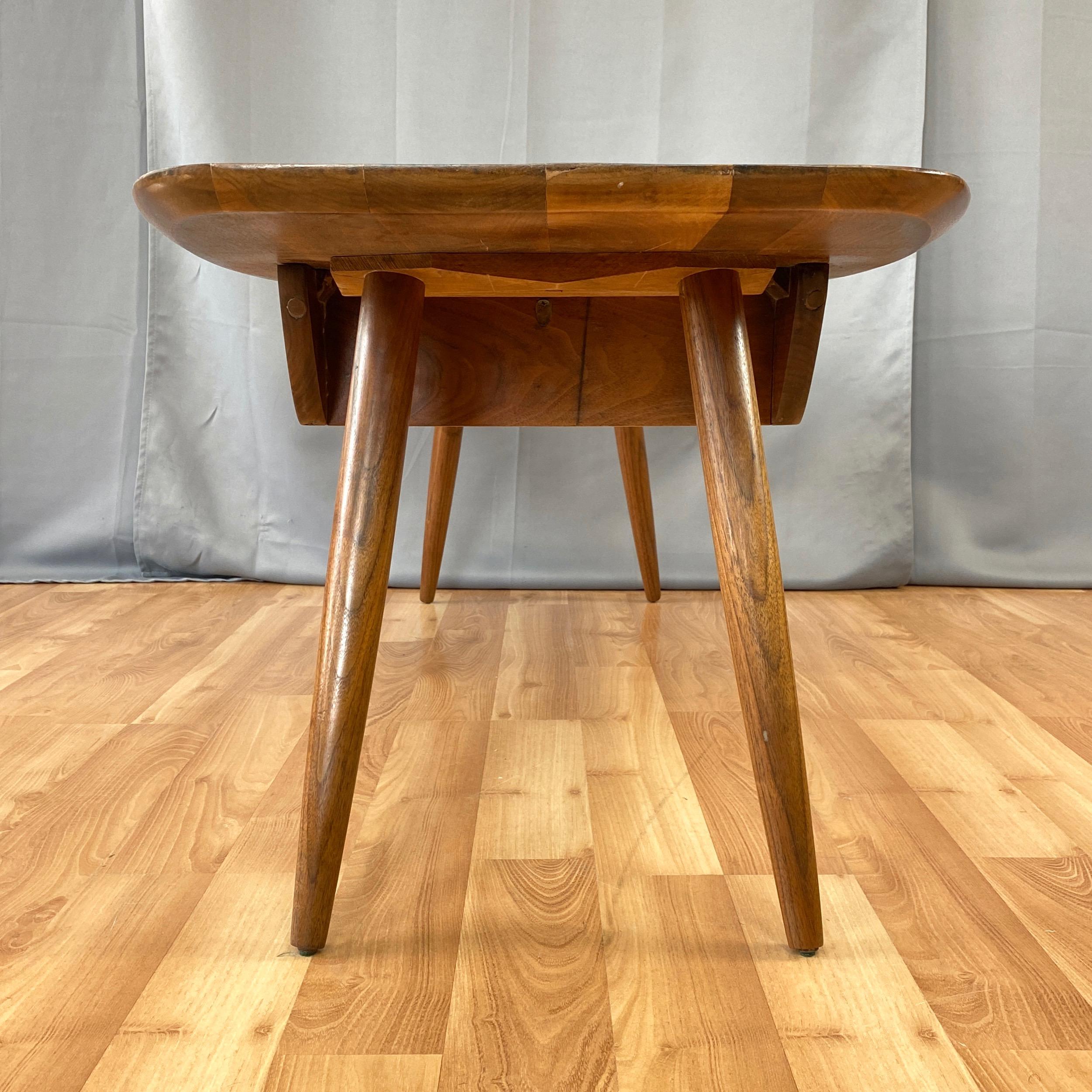 Sculptural Bi-Level Biomorphic and Slat Top Walnut Coffee Table, 1960s 4