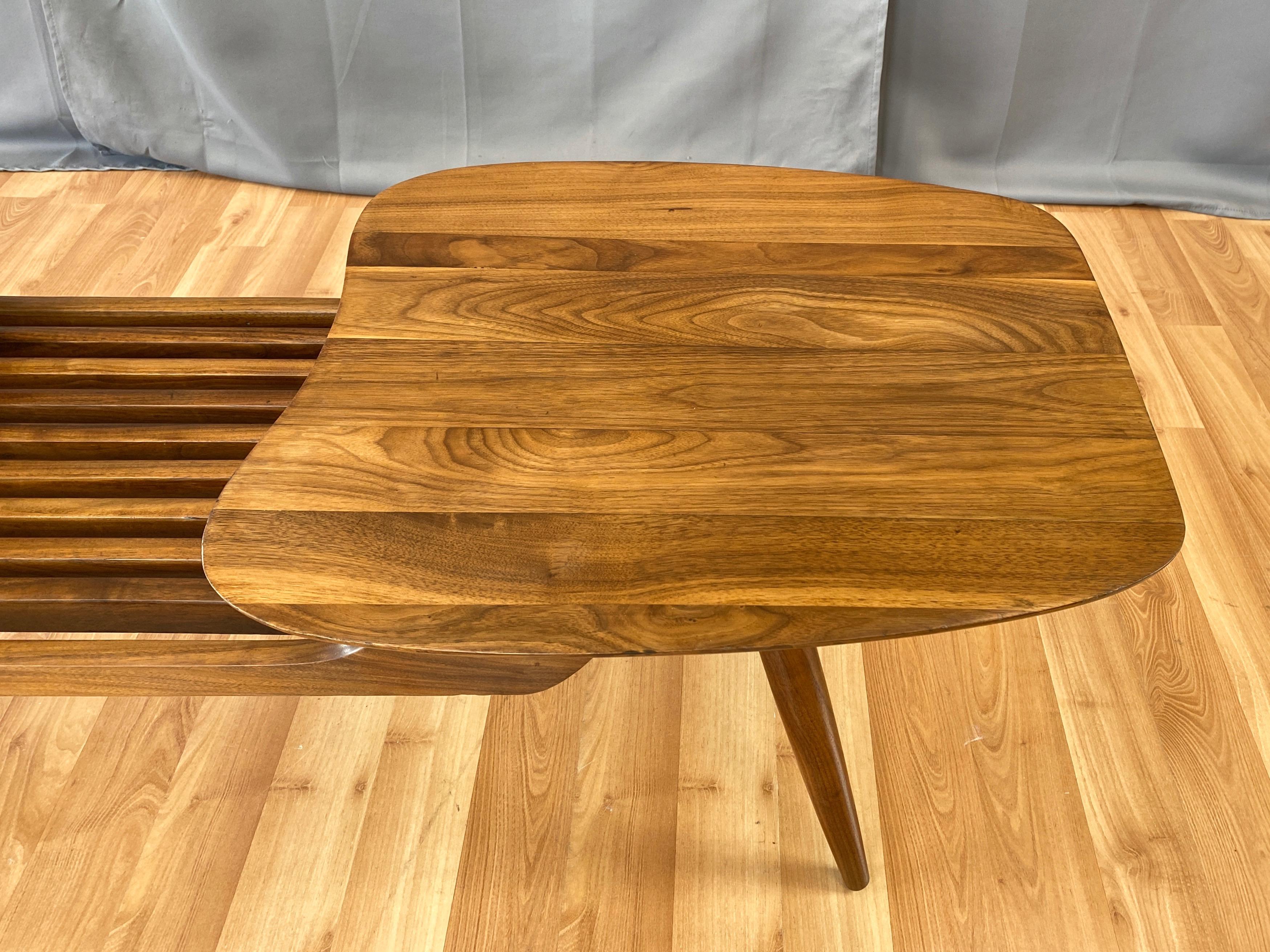 Sculptural Bi-Level Biomorphic and Slat Top Walnut Coffee Table, 1960s 2