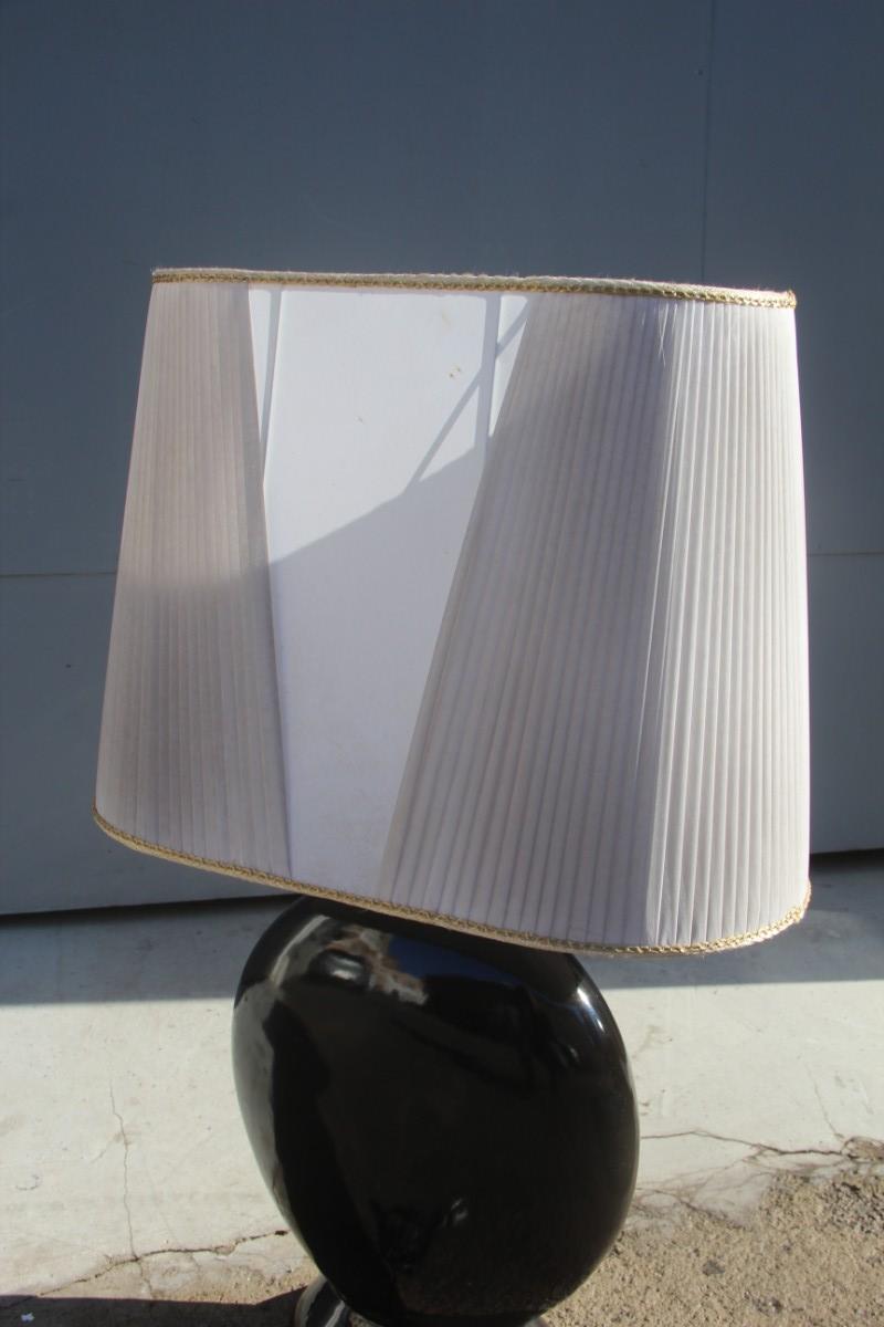 Sculptural Big Ceramic Table Lamp 1970 Black Gold and White For Sale 5